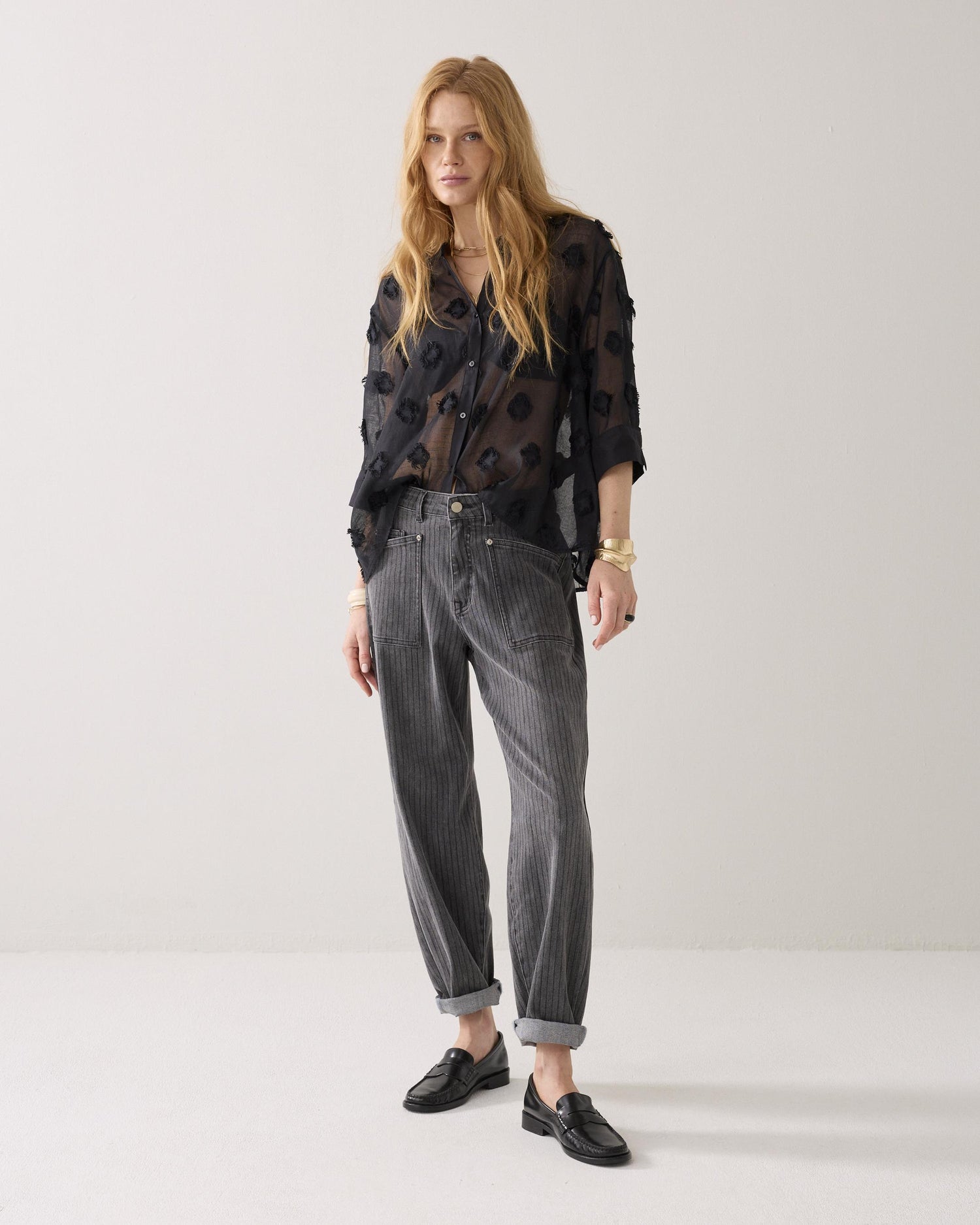 Chemisier A-line à pois 3D