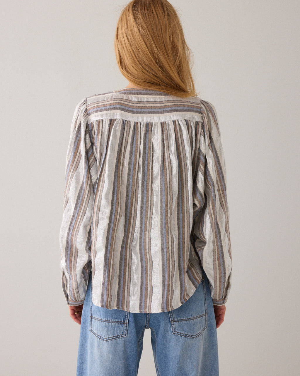 Streepjesblouse lurex