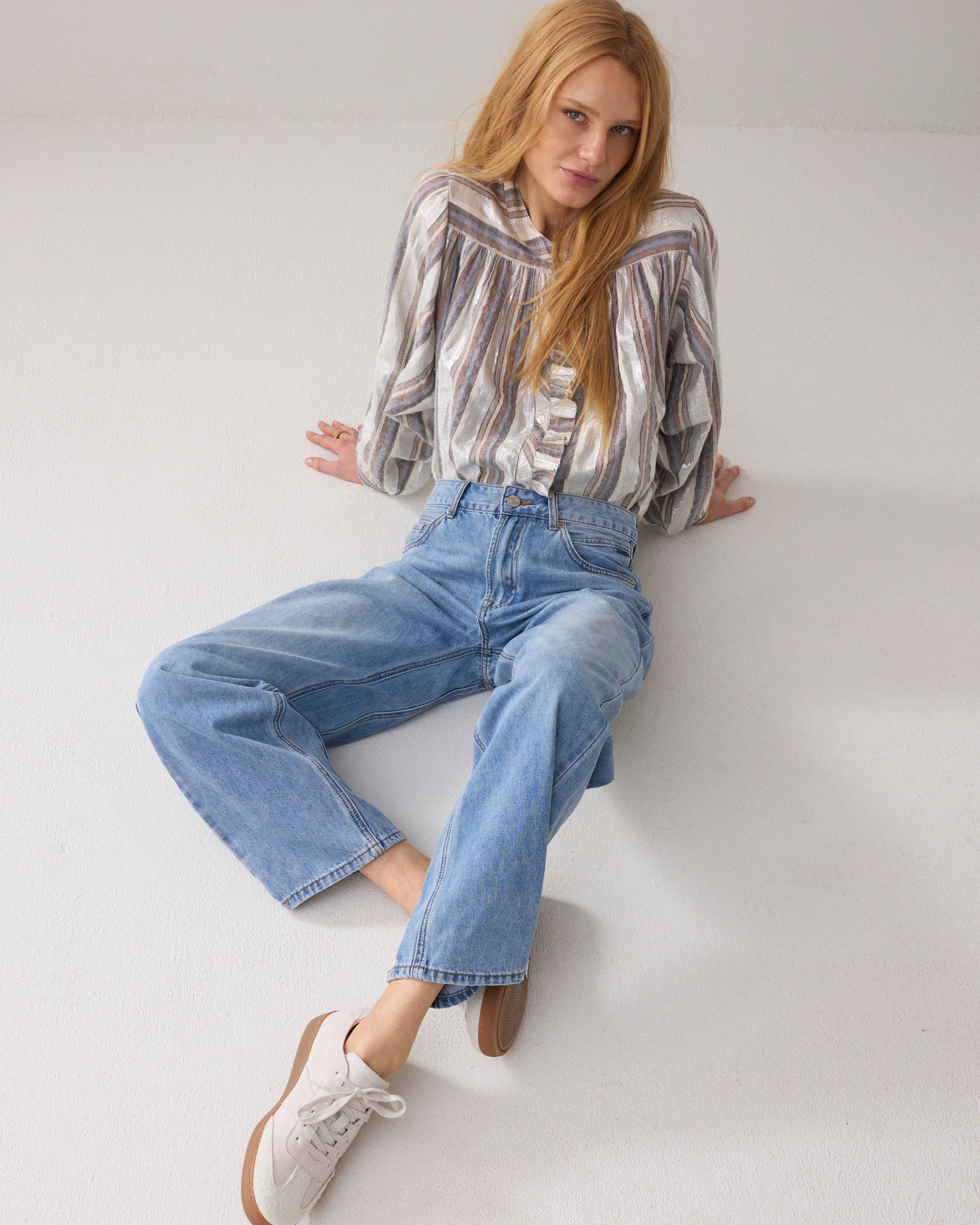 Streepjesblouse lurex