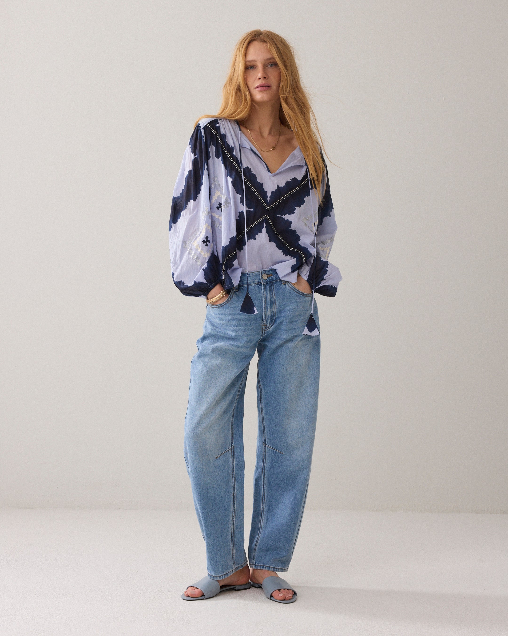 Tie-dye top in cotton voile