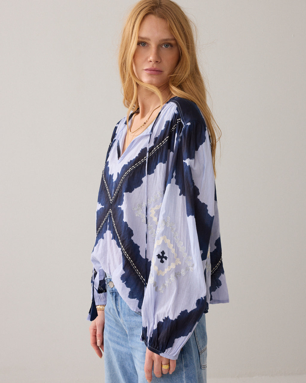 Tie-dye top in cotton voile