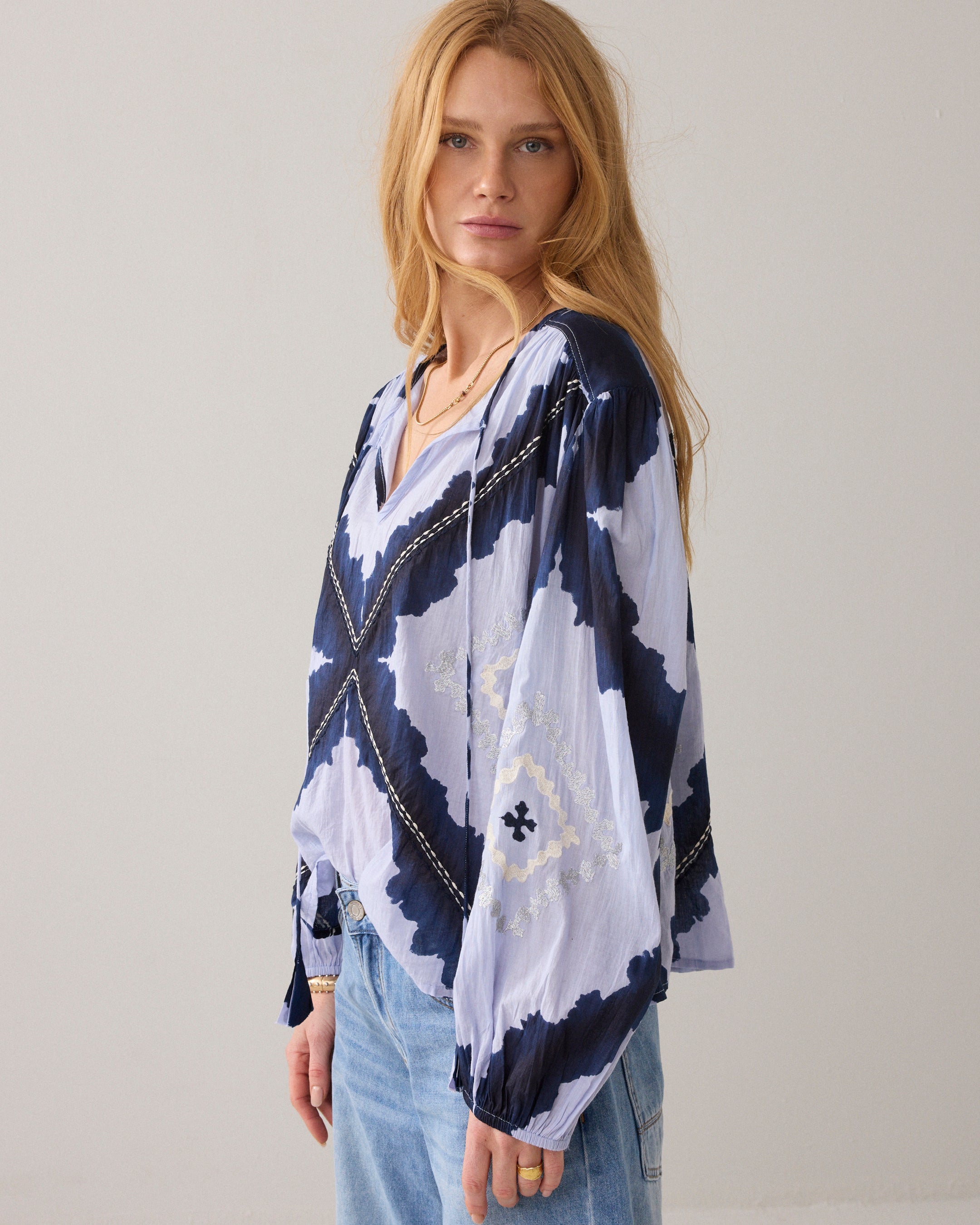 Tie-dye top in cotton voile