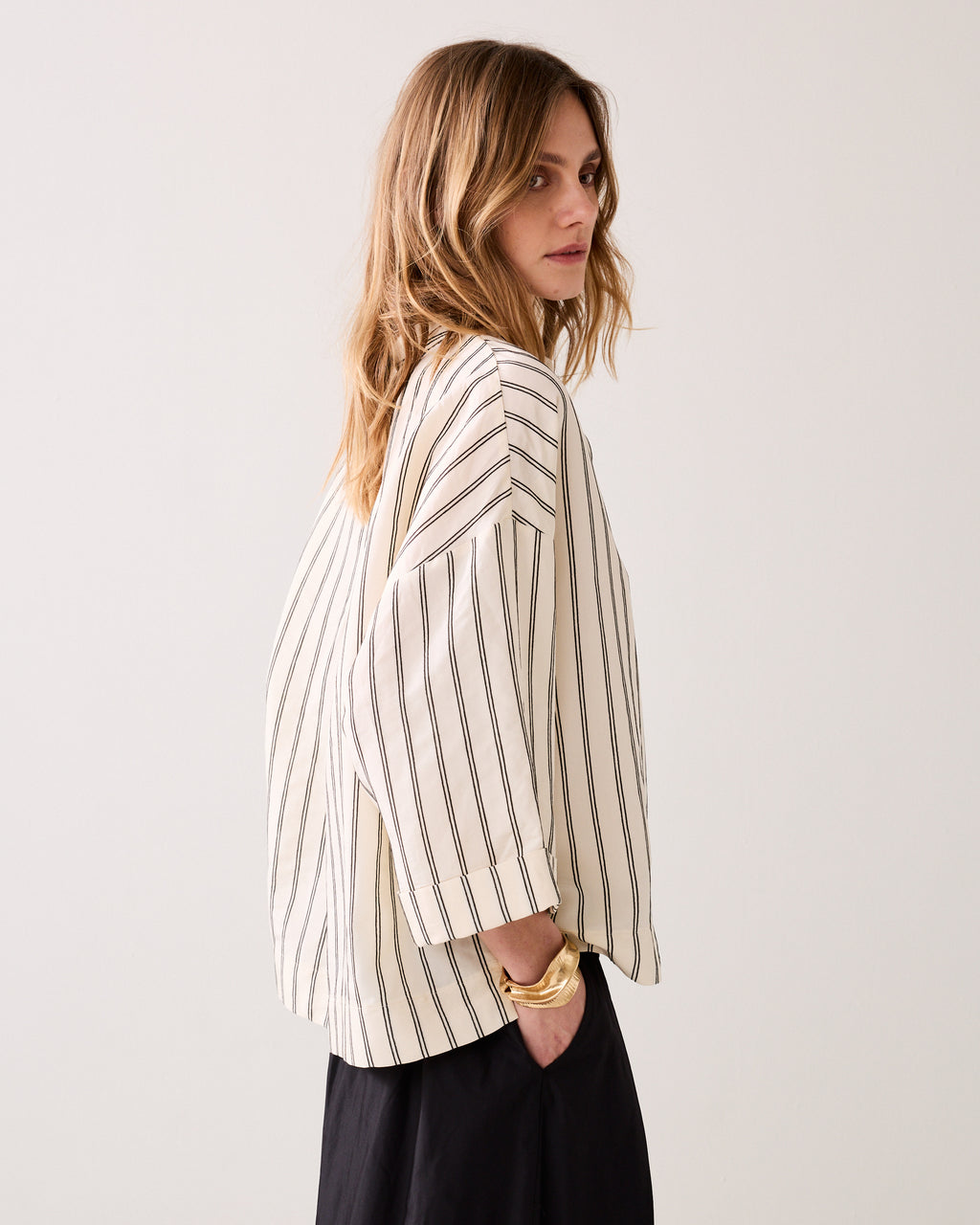Top met chenille-streep