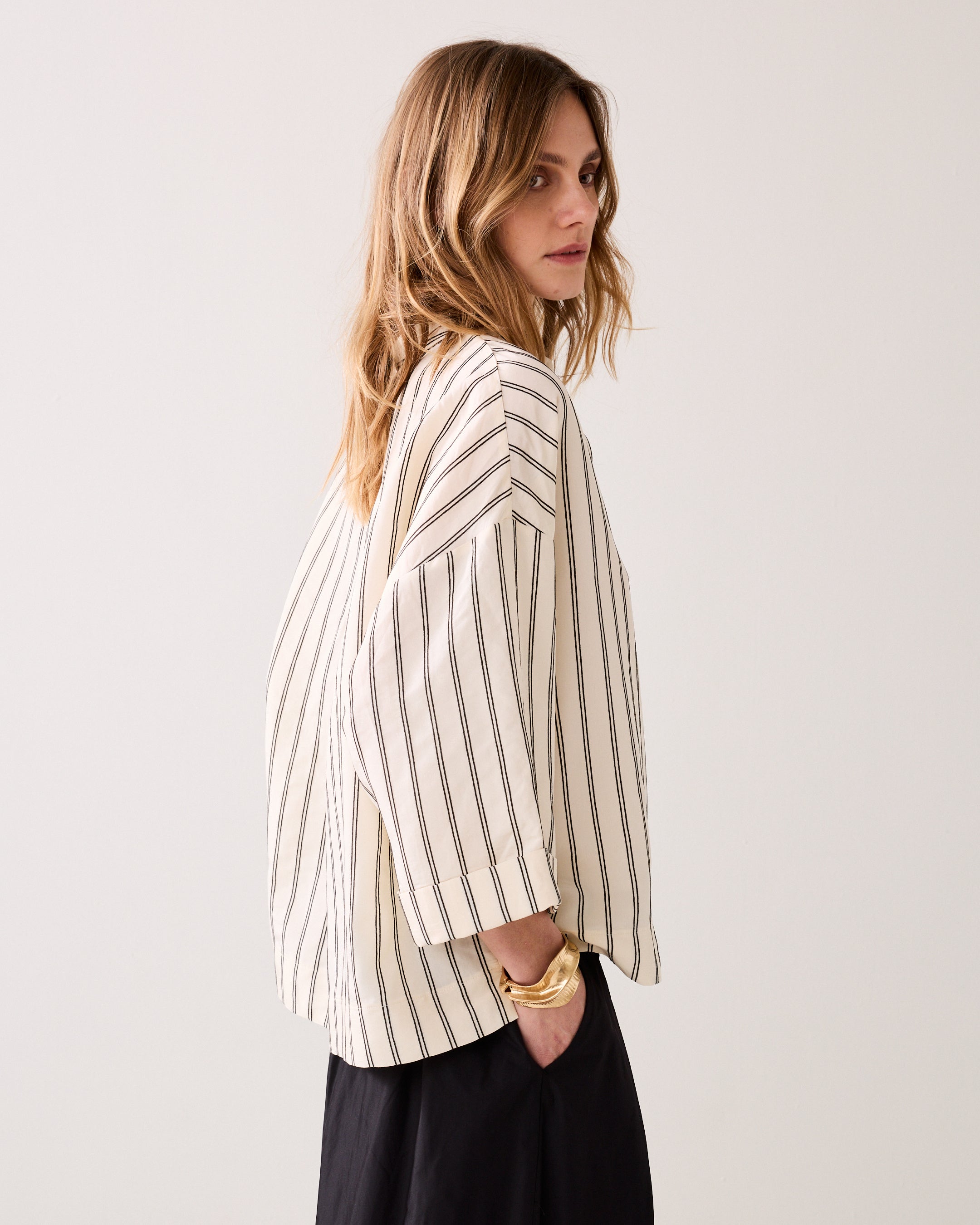 Top met chenille-streep