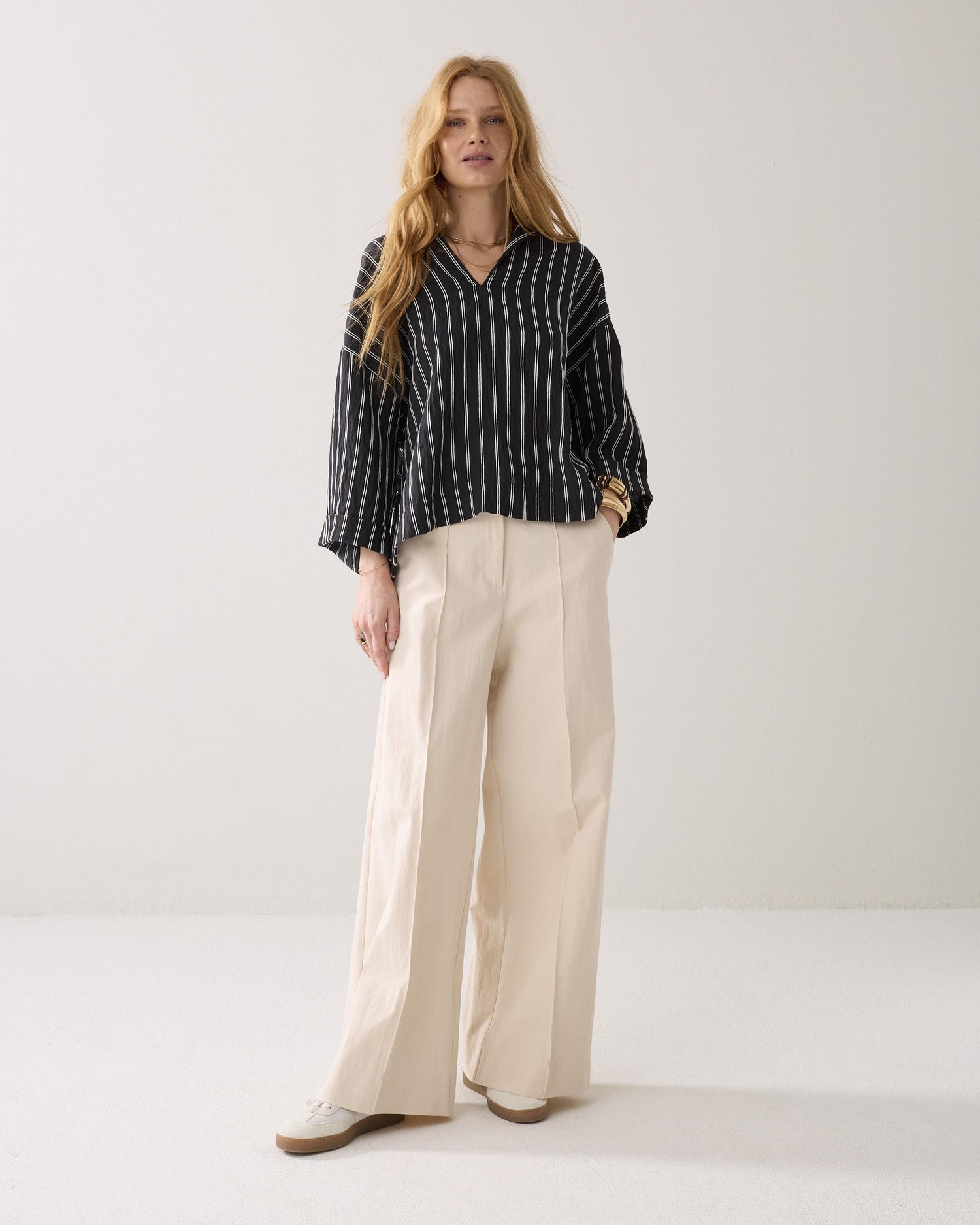 Top with chenille stripes