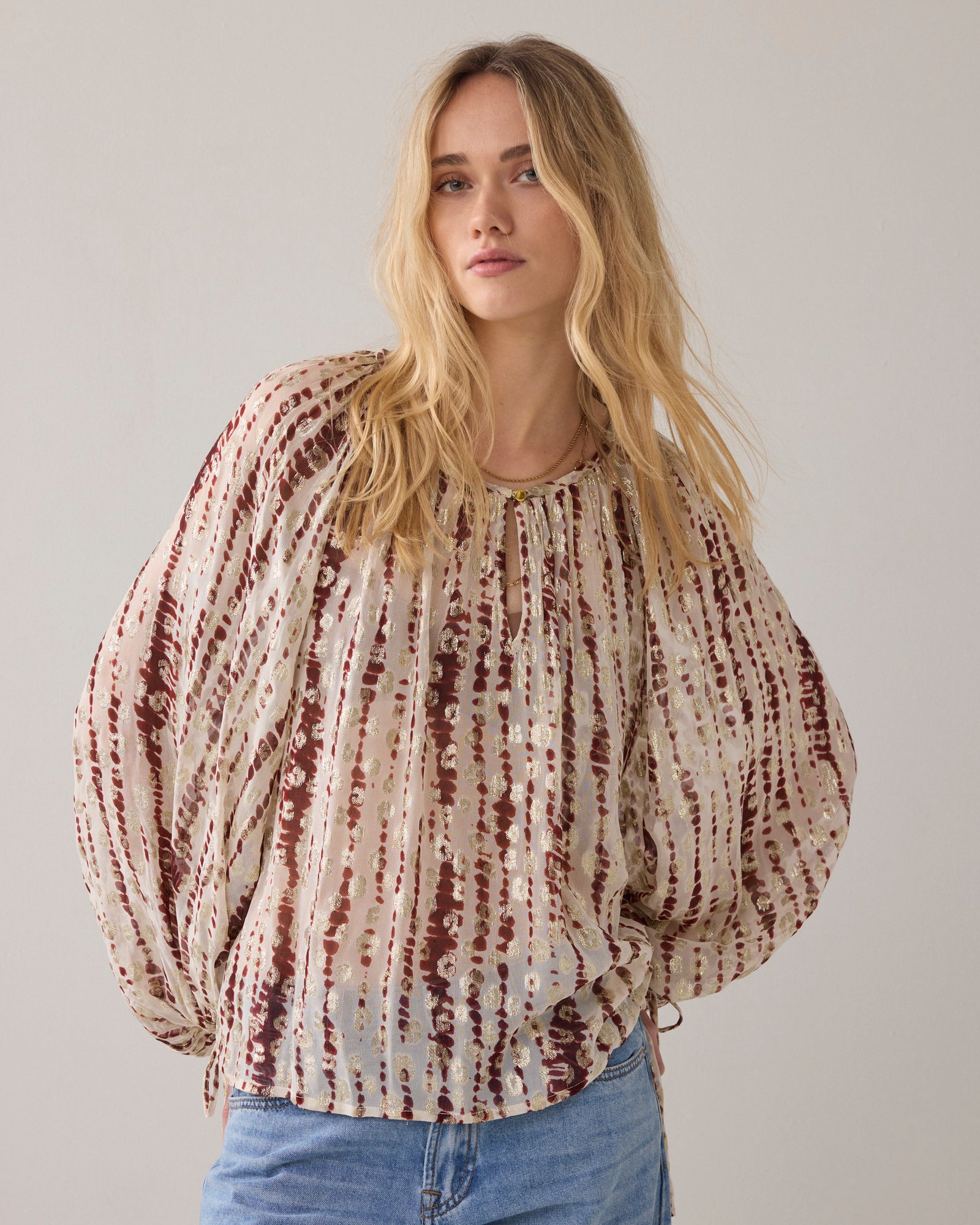 Georgette-Oberteil Tie-Dye