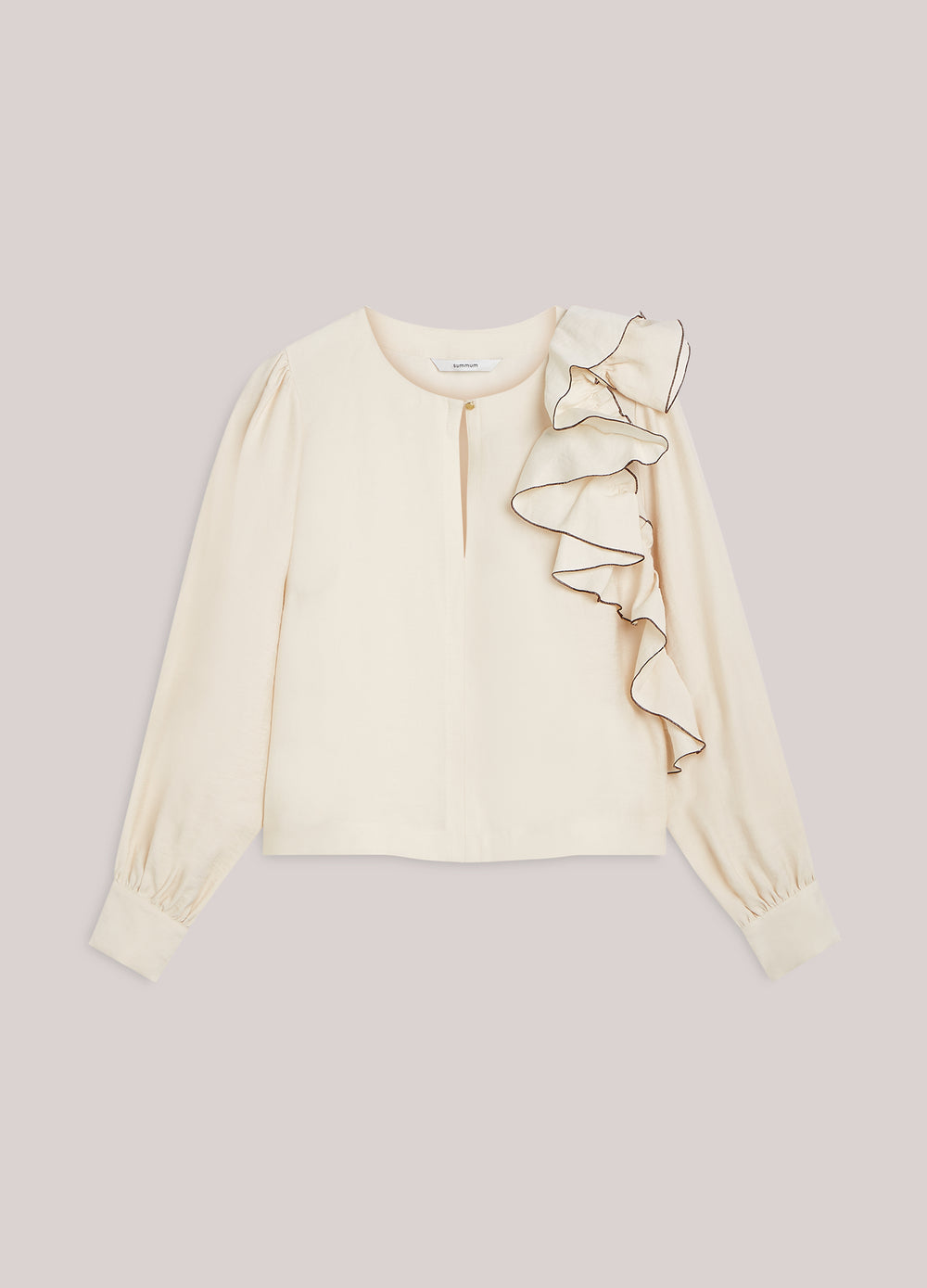 Linnenblend top met ruche