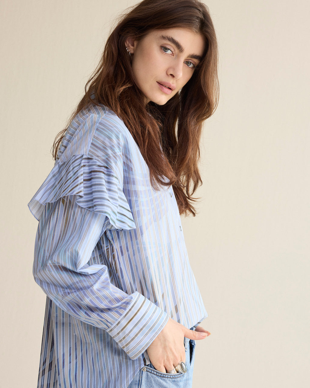 Overhemdblouse met print