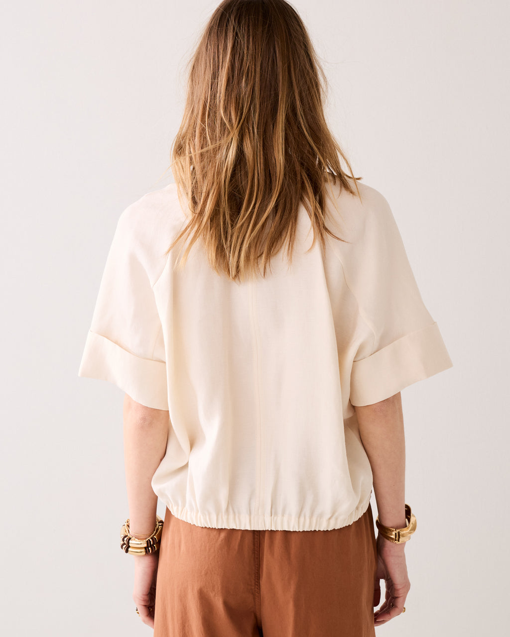 V-hals top linnenblend