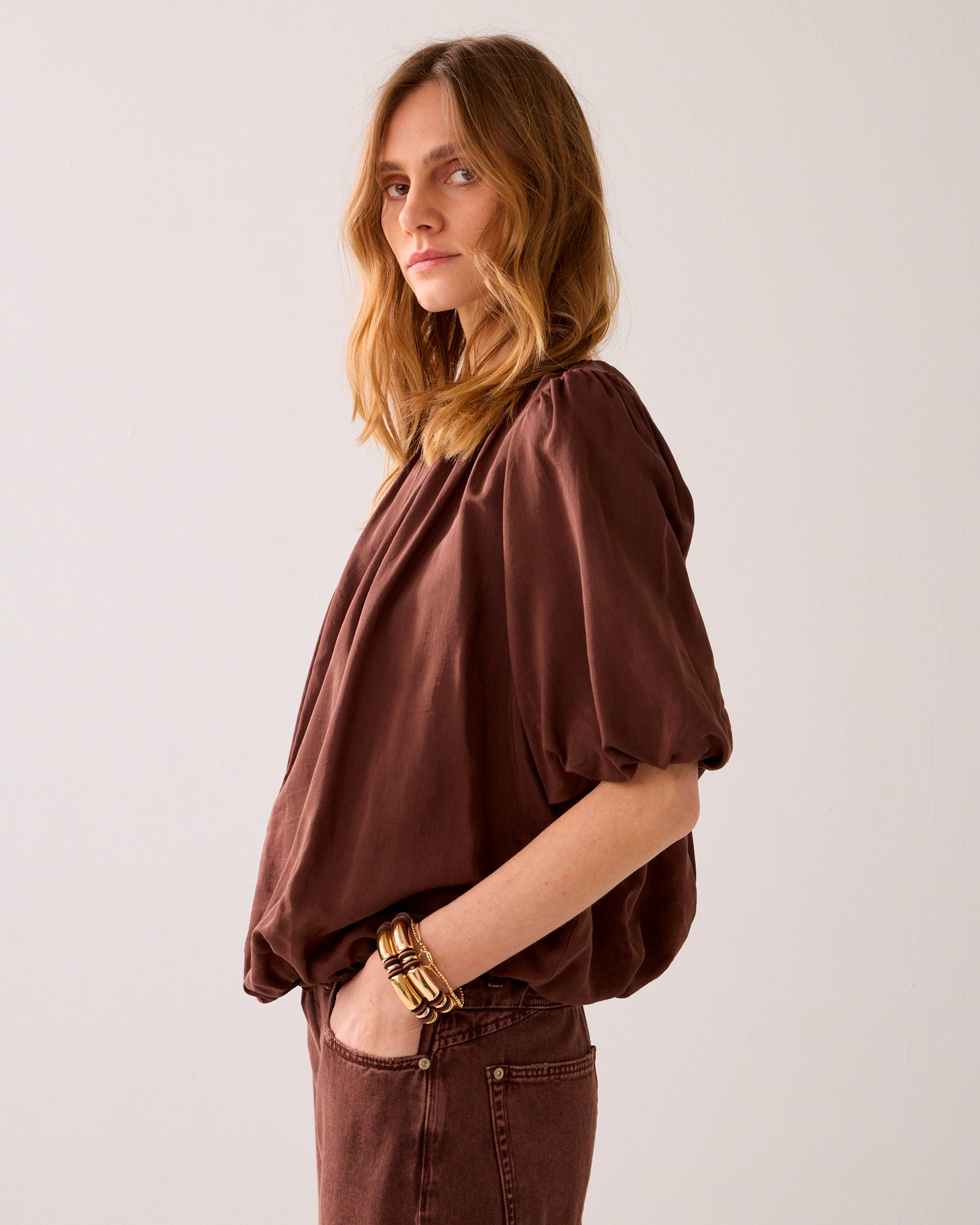 Glänzendes plissiertes Oberteil