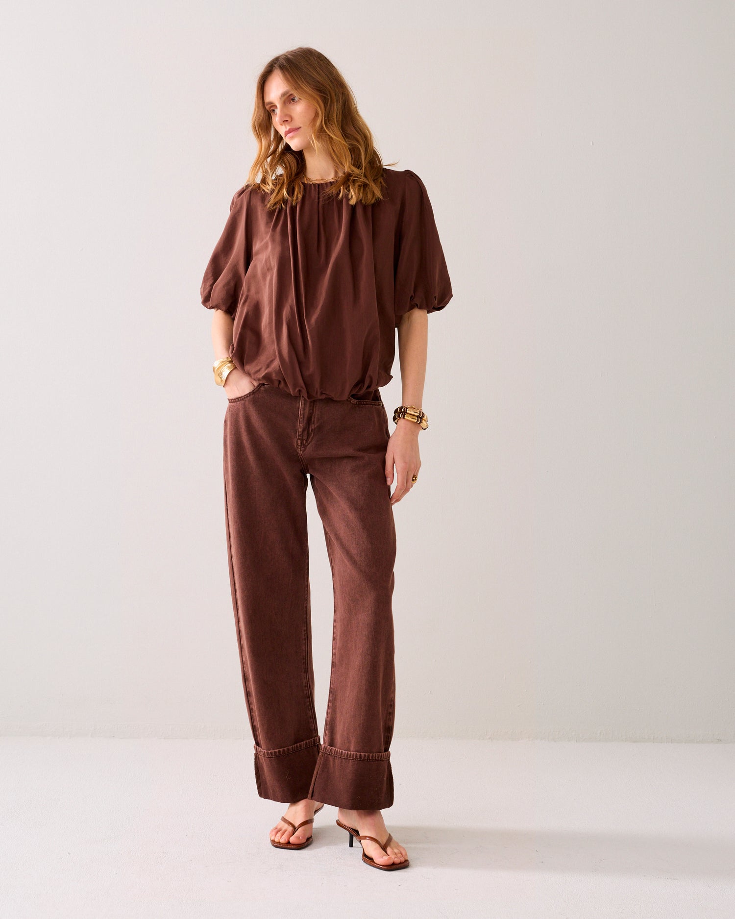 Top plissé brillant