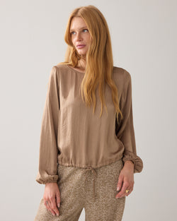 Silky top met boothals