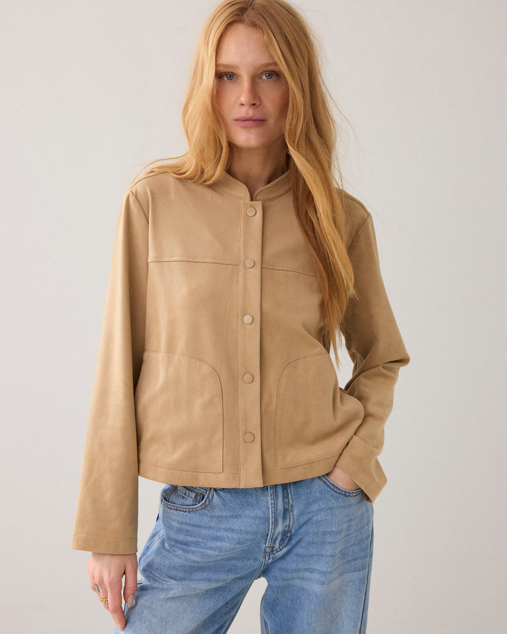 Faux suede blouse jacket