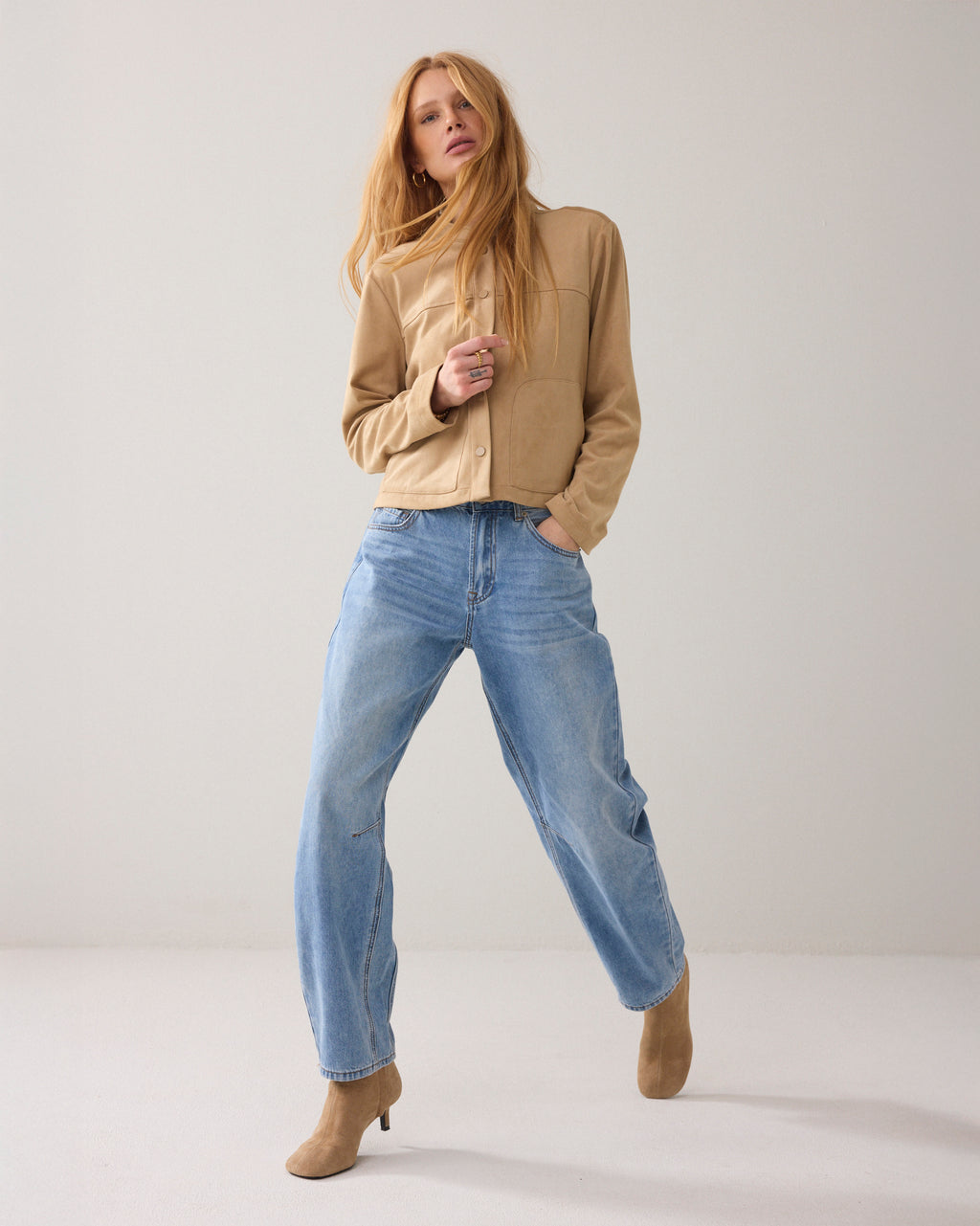 Faux suede blouse jacket