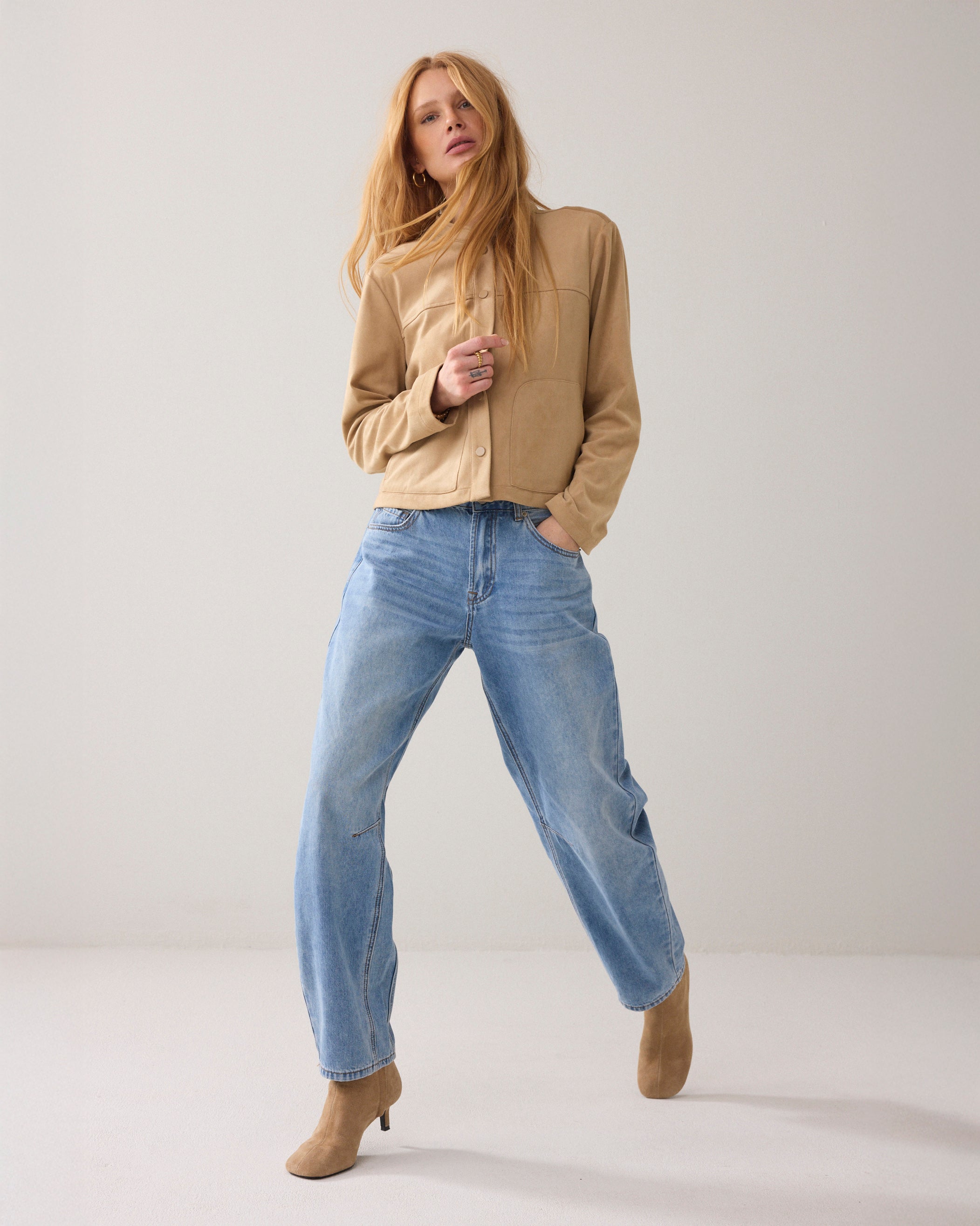 Faux suede blouse jacket