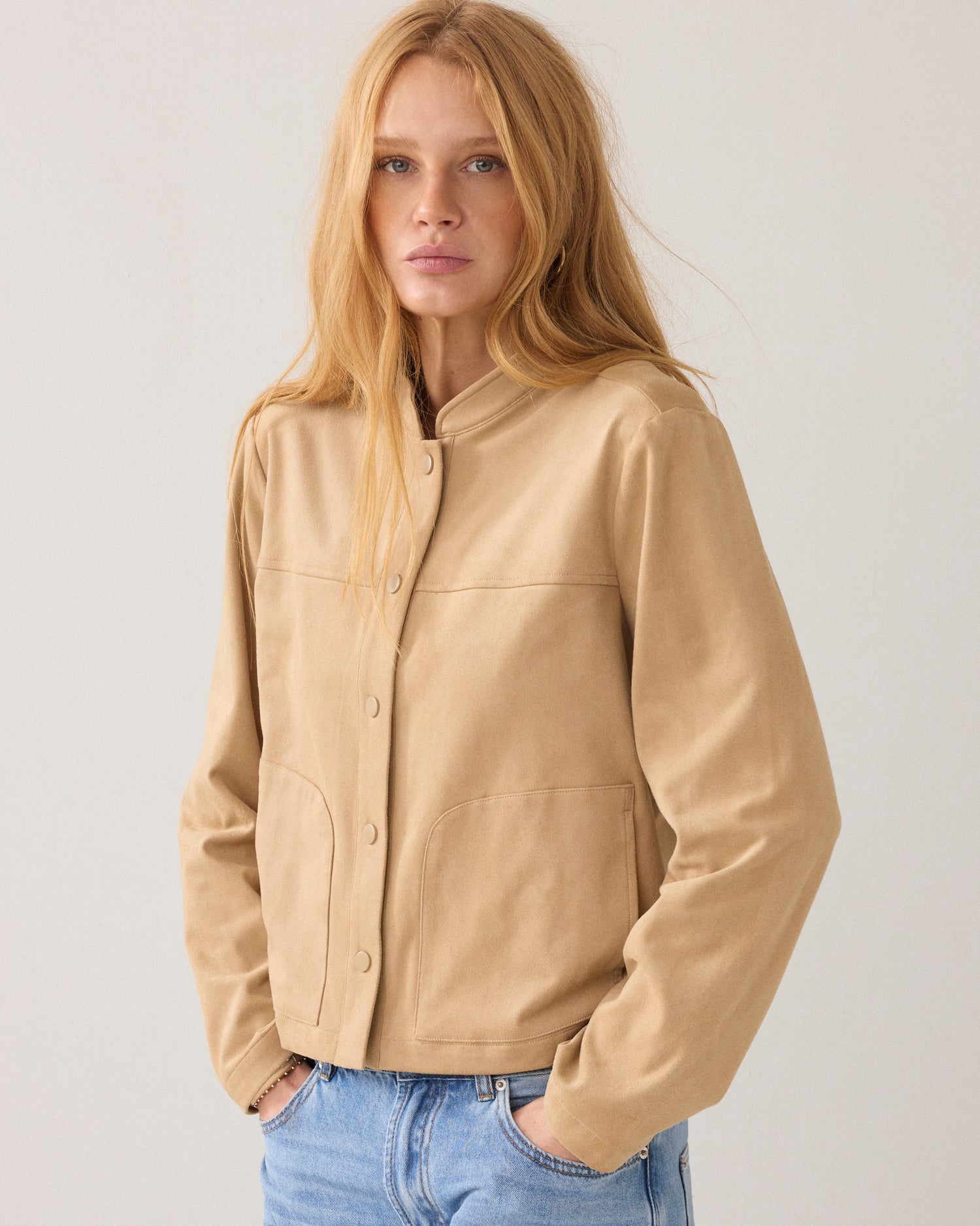 Faux suede blouse jacket