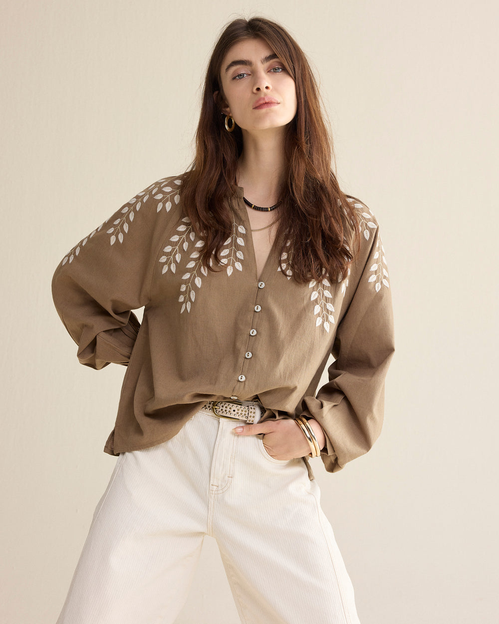 Blouse linnenlook katoen
