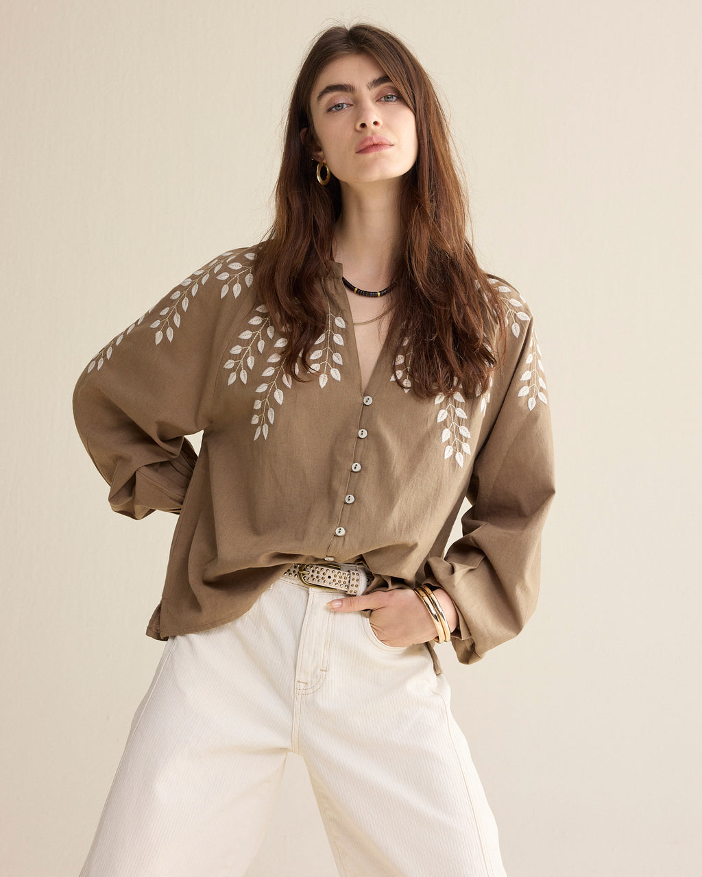 Blouse linnenlook katoen