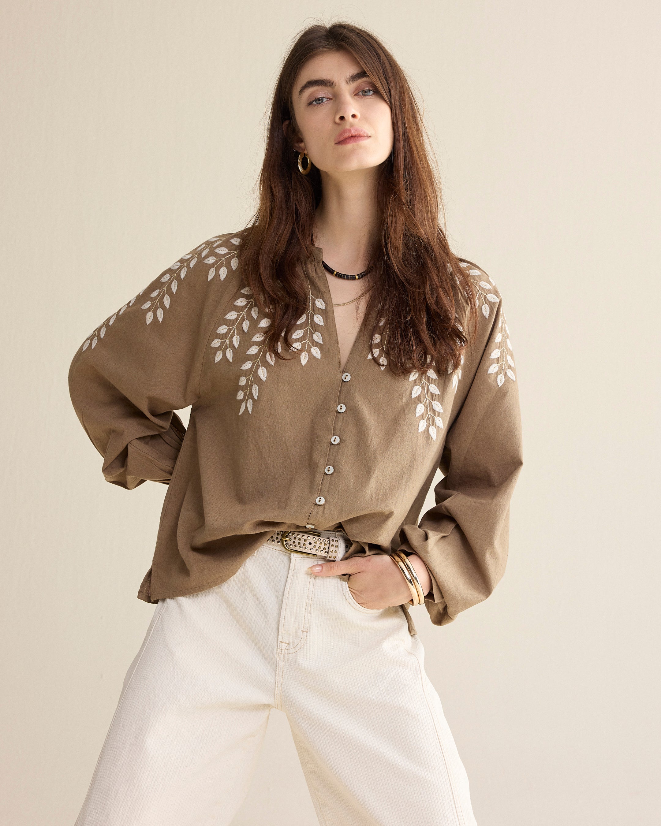 Blouse linnenlook katoen