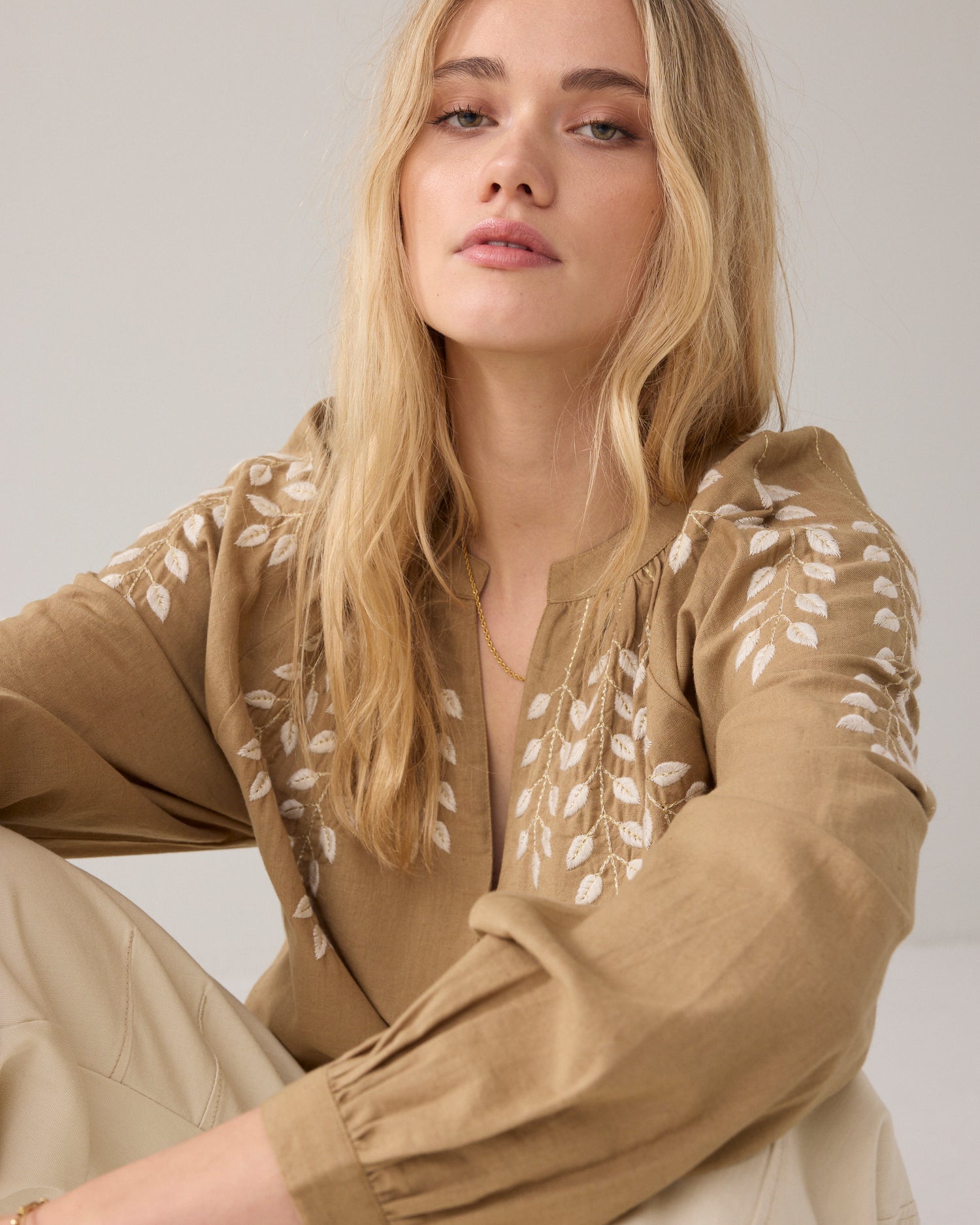 Chemisier en coton aspect lin