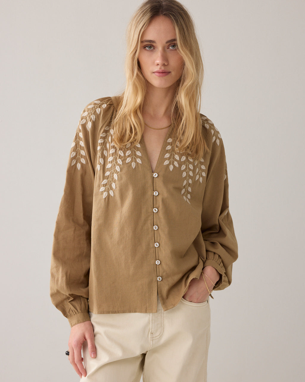 Blouse linnenlook katoen