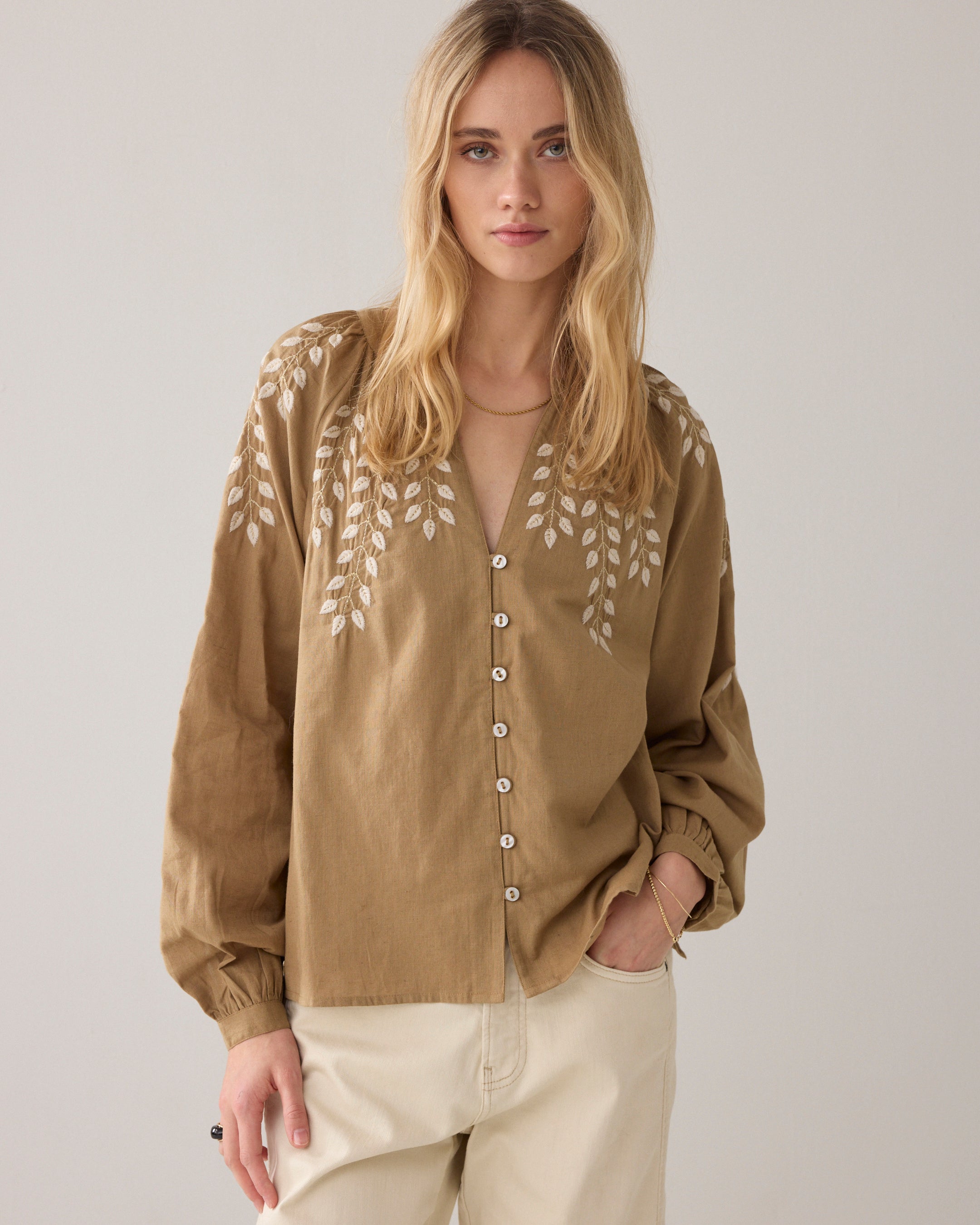 Blouse linnenlook katoen