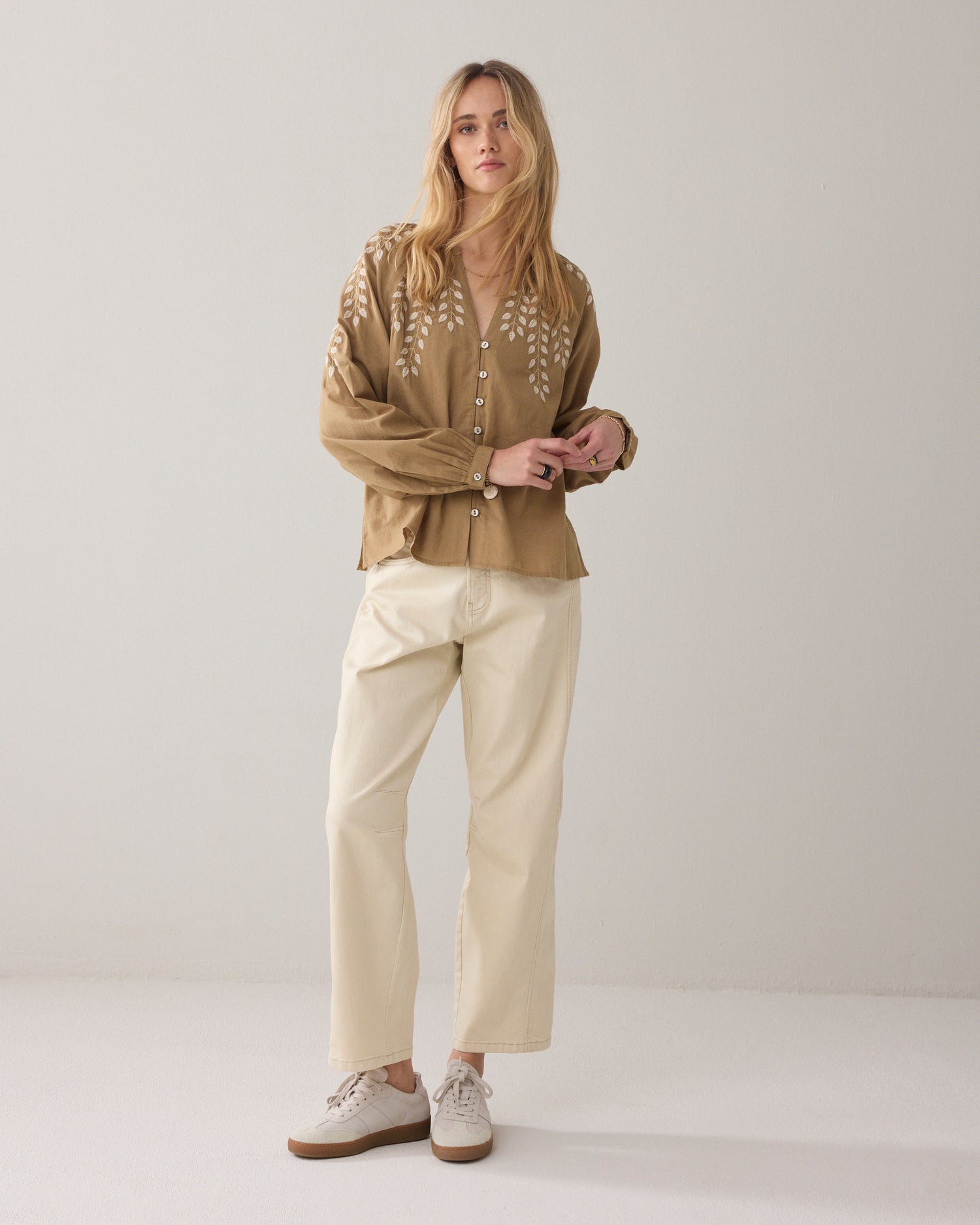 Chemisier en coton aspect lin