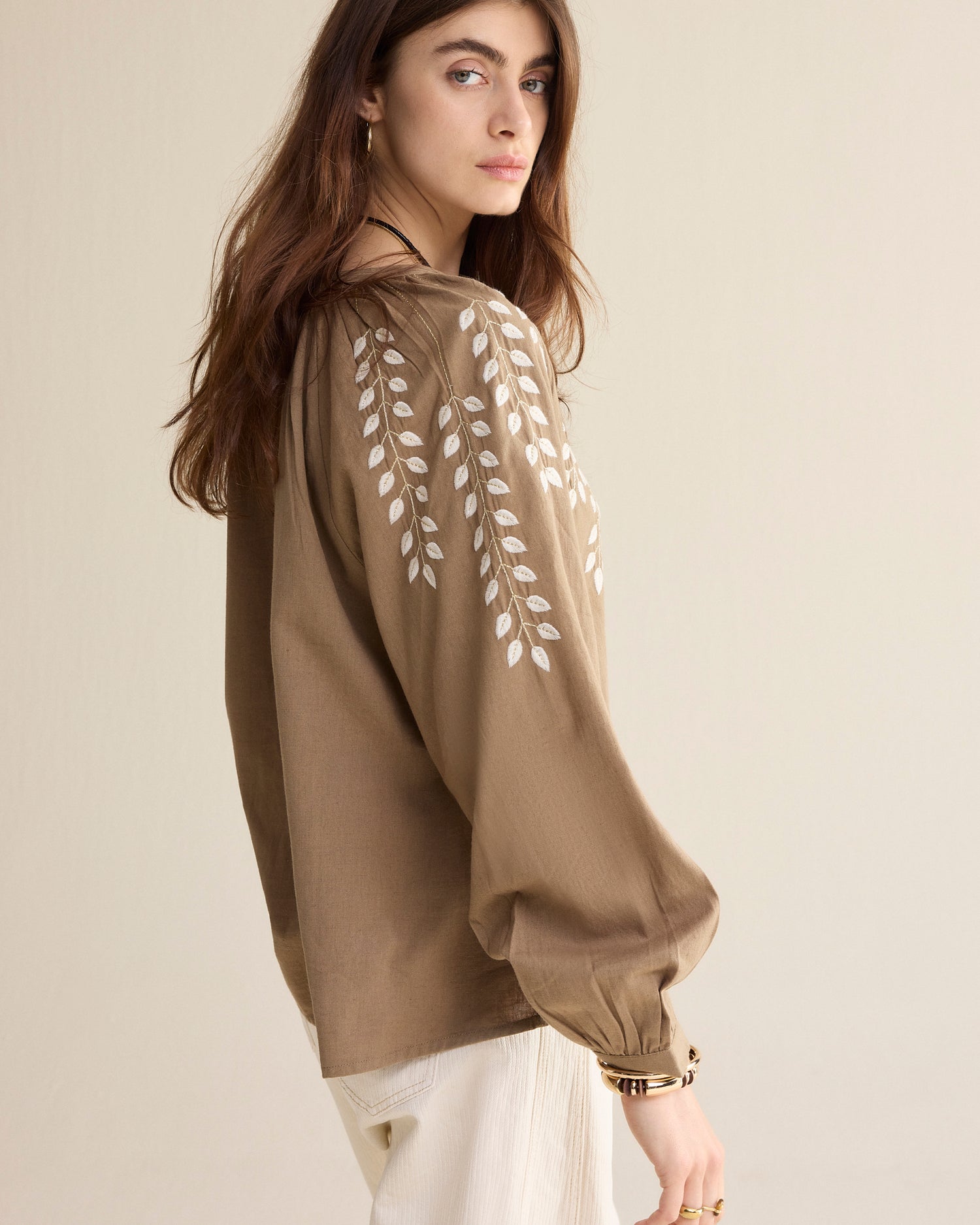 Chemisier en coton aspect lin