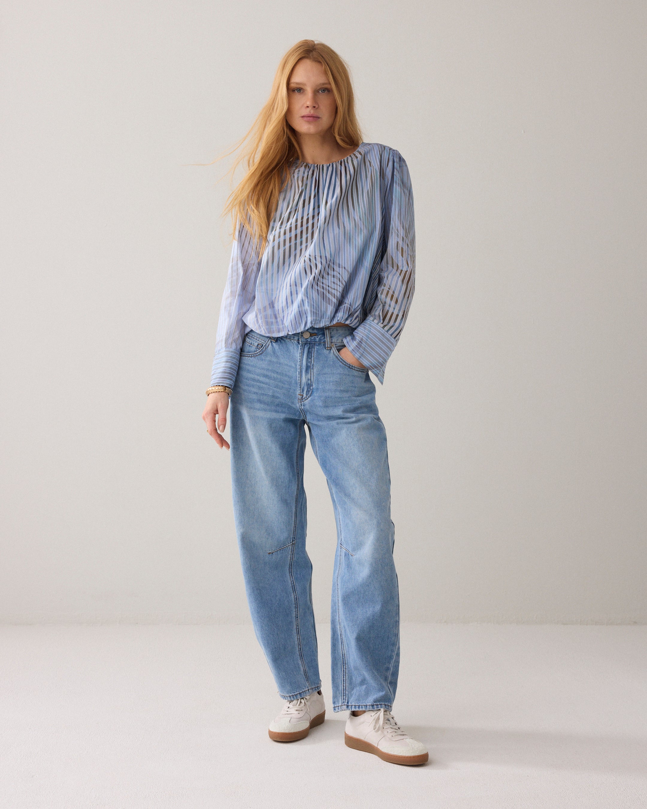 Geplooide top met print
