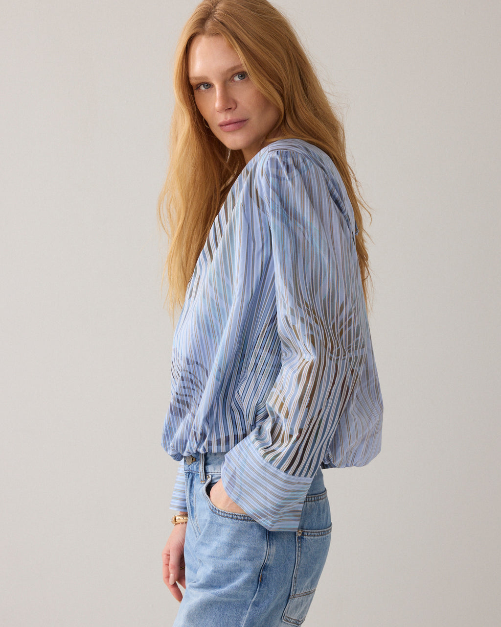 Geplooide top met print