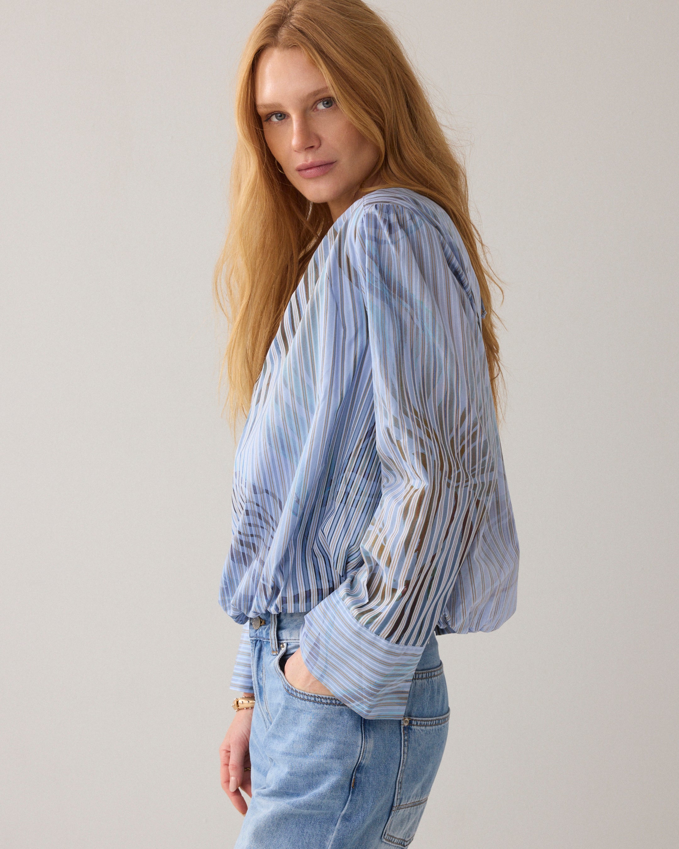 Geplooide top met print