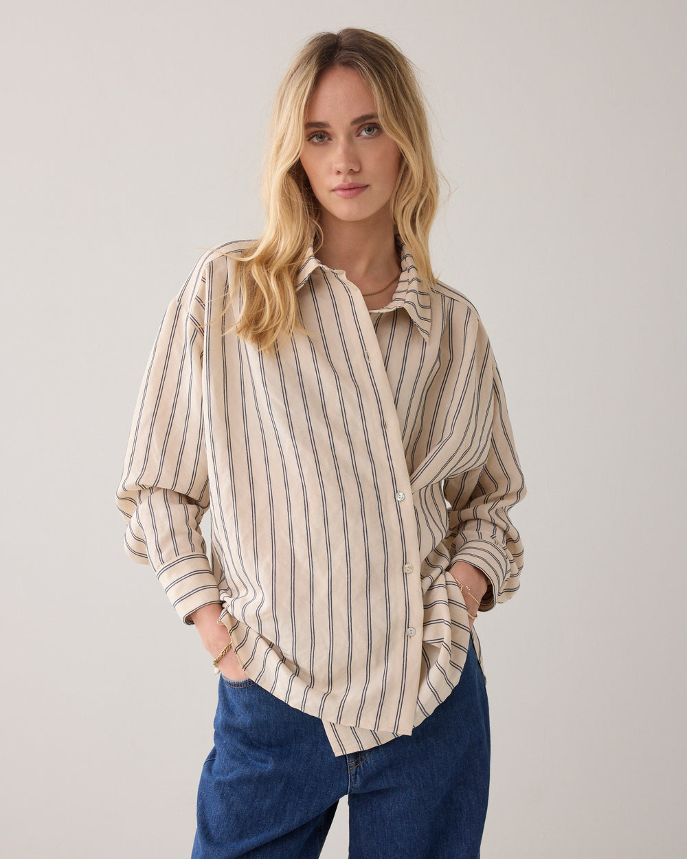 Blouse met chenille-streep