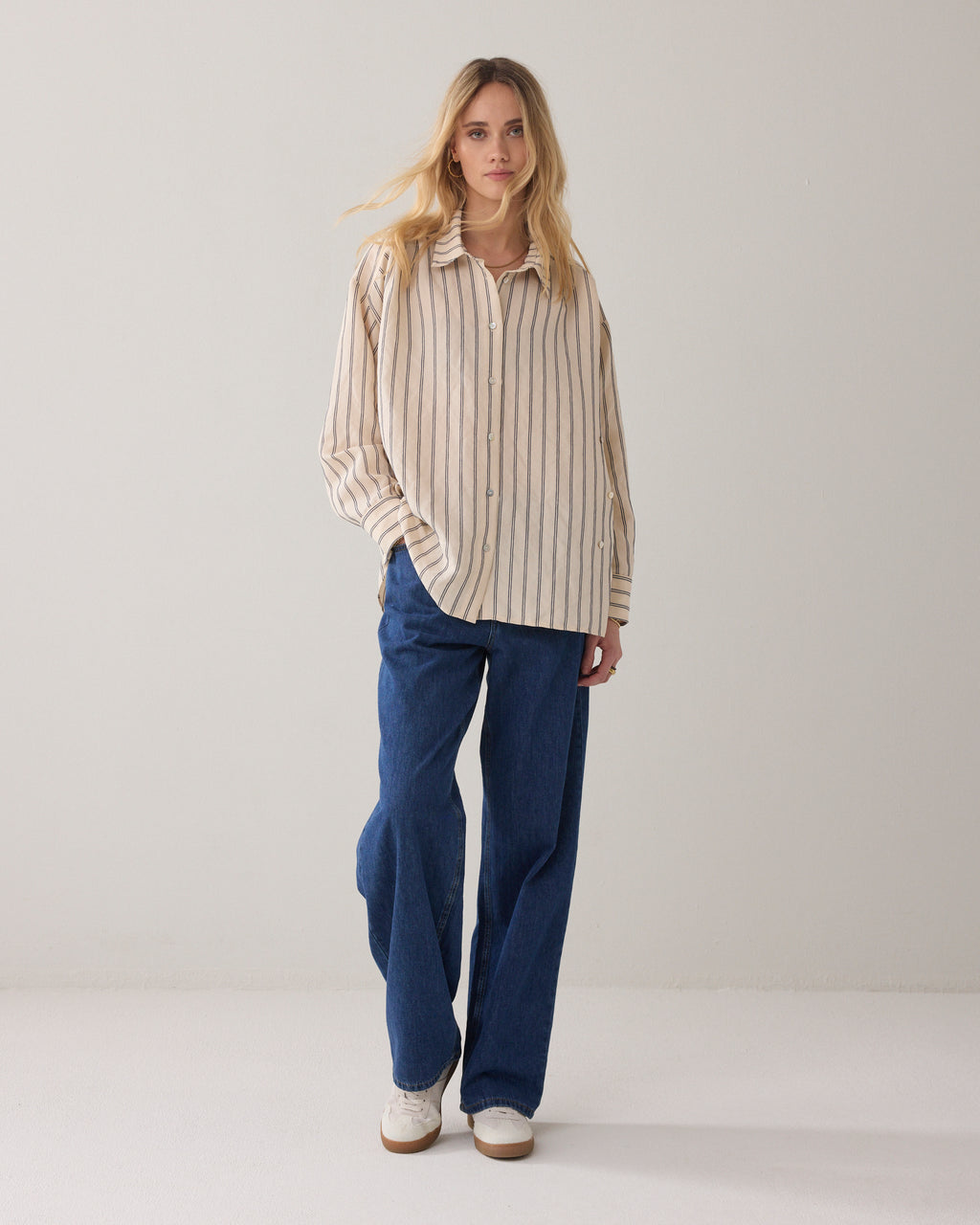 Blouse met chenille-streep