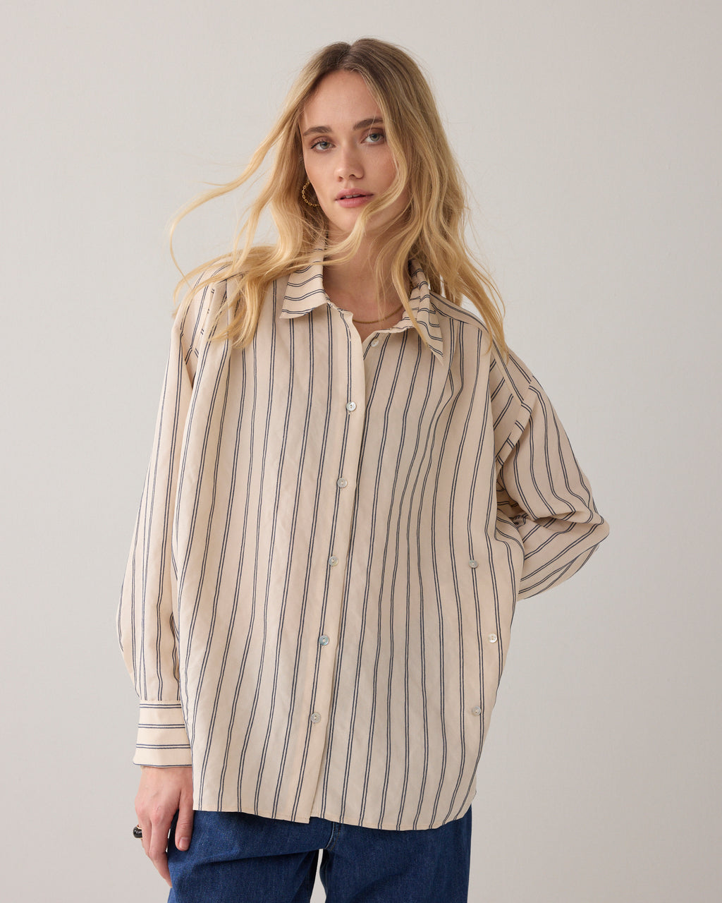Blouse met chenille-streep