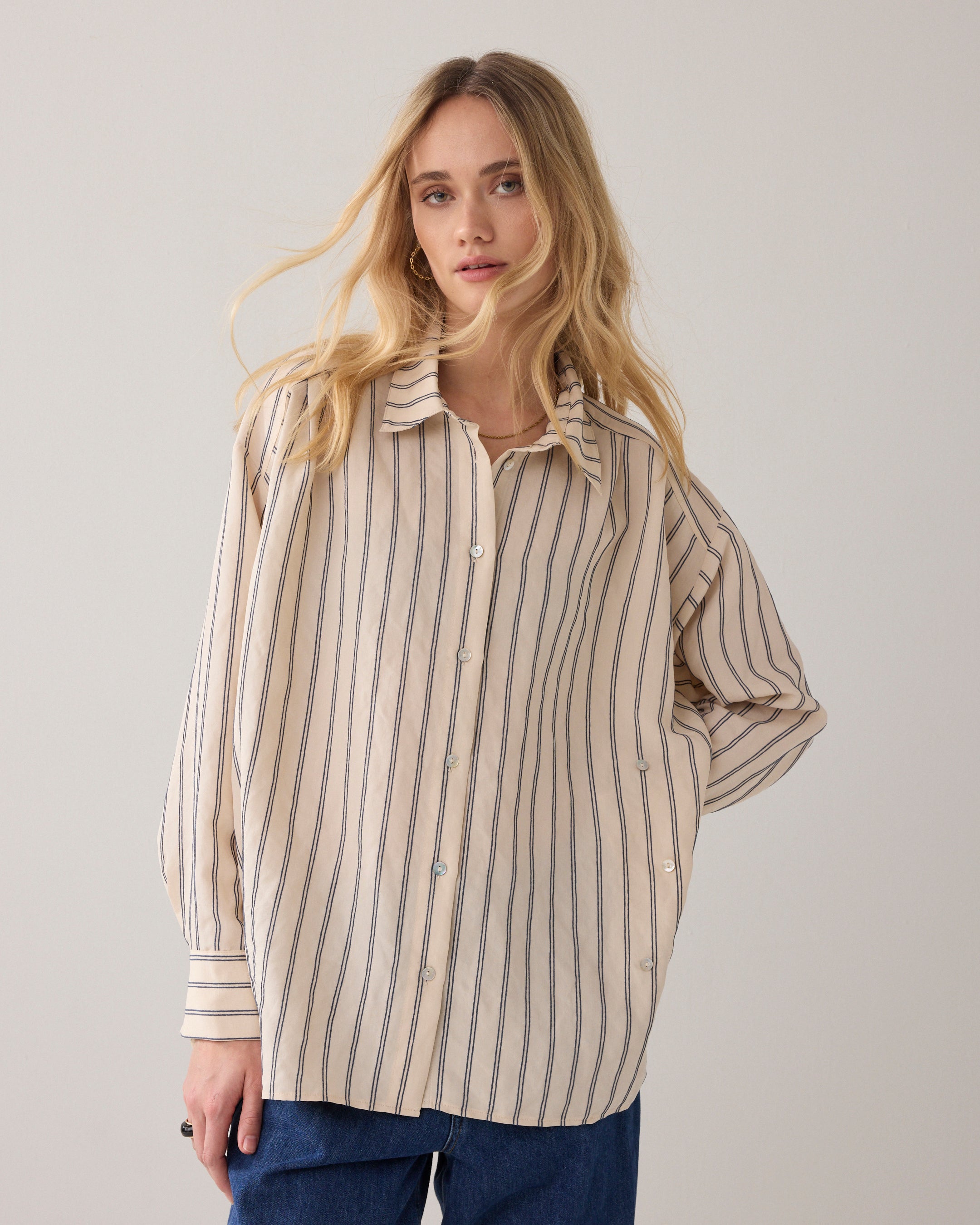Blouse met chenille-streep