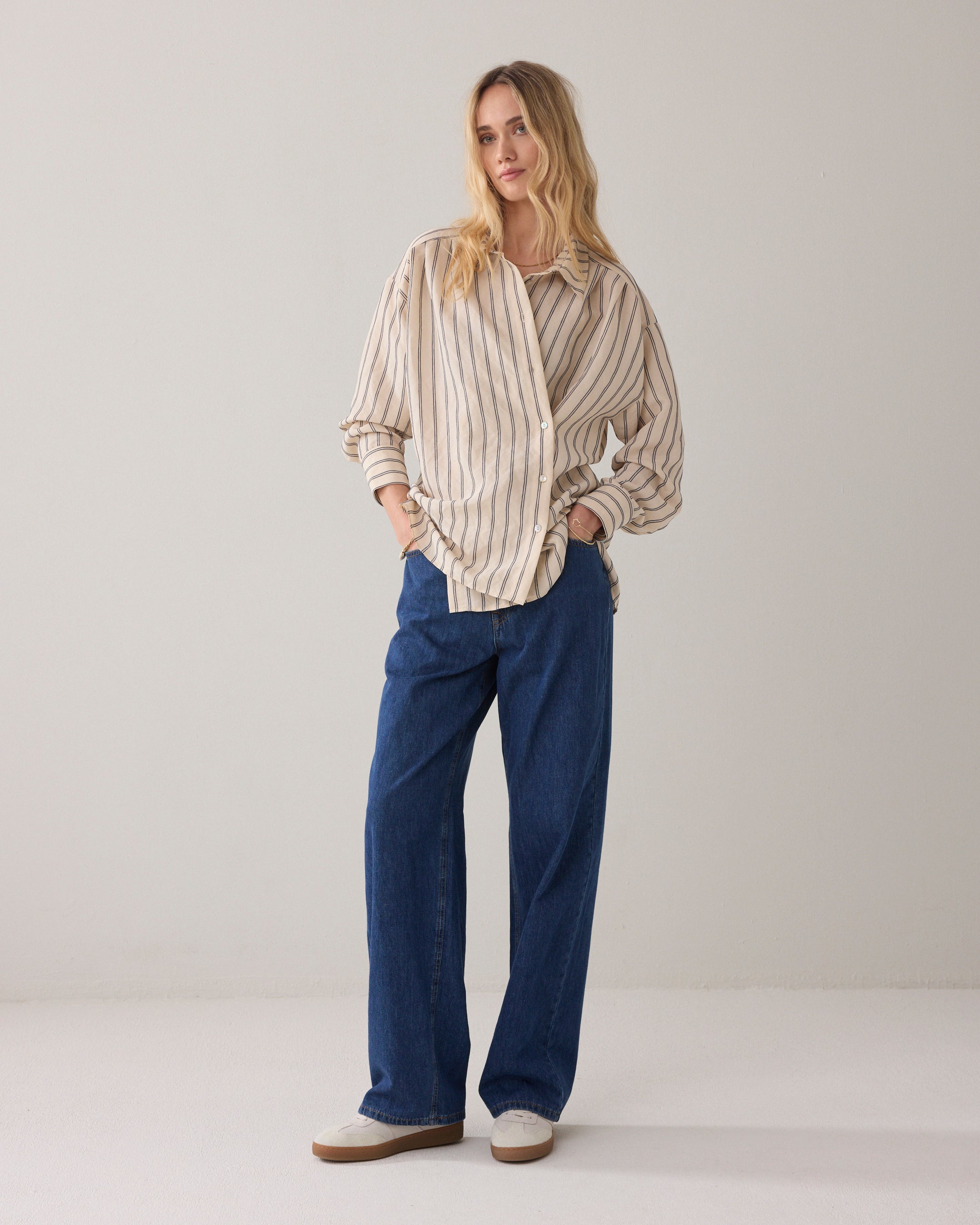 Blouse met chenille-streep
