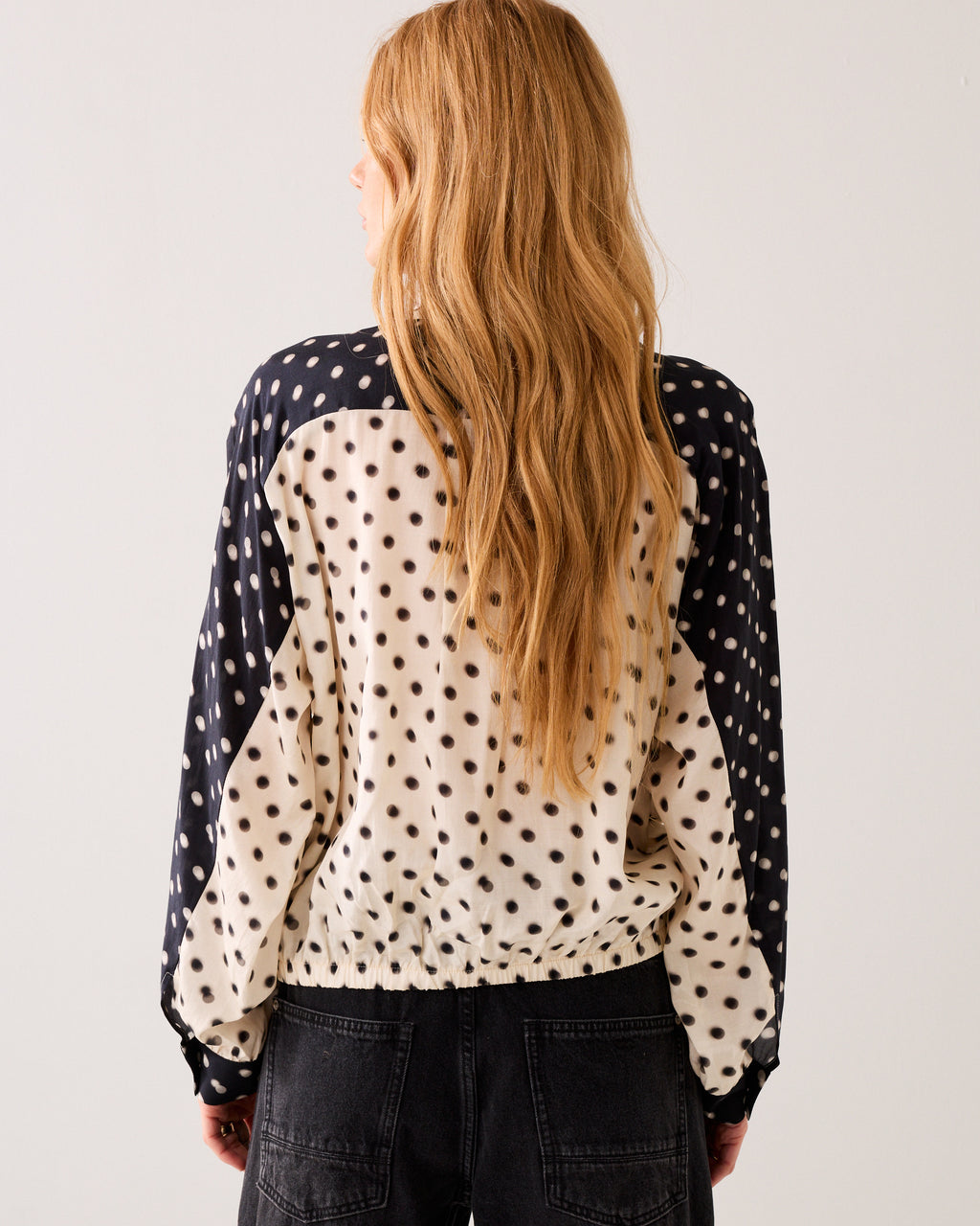 Boxy blouse met stippenprint
