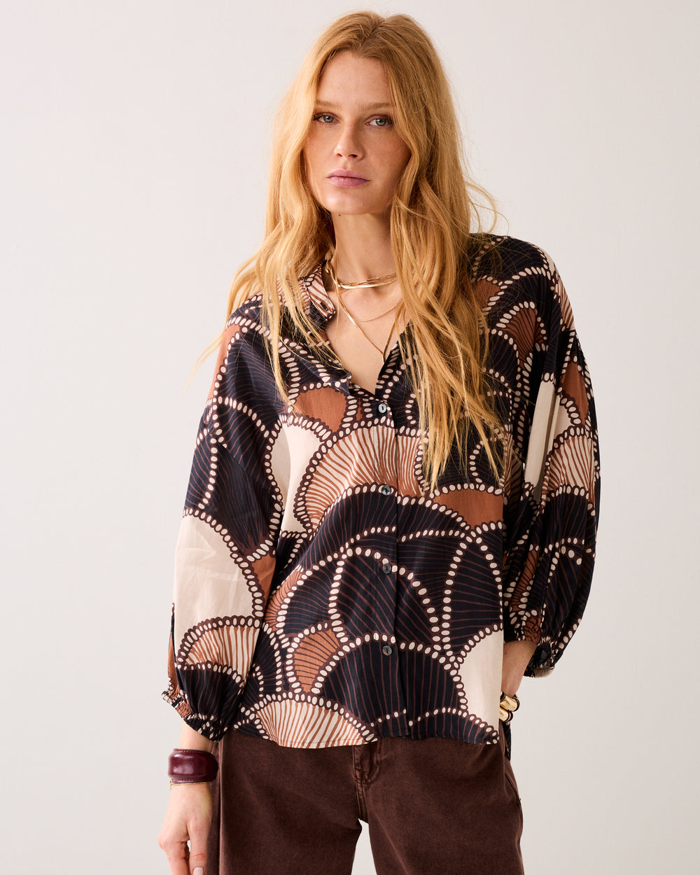 Ruimvallende blouse met print