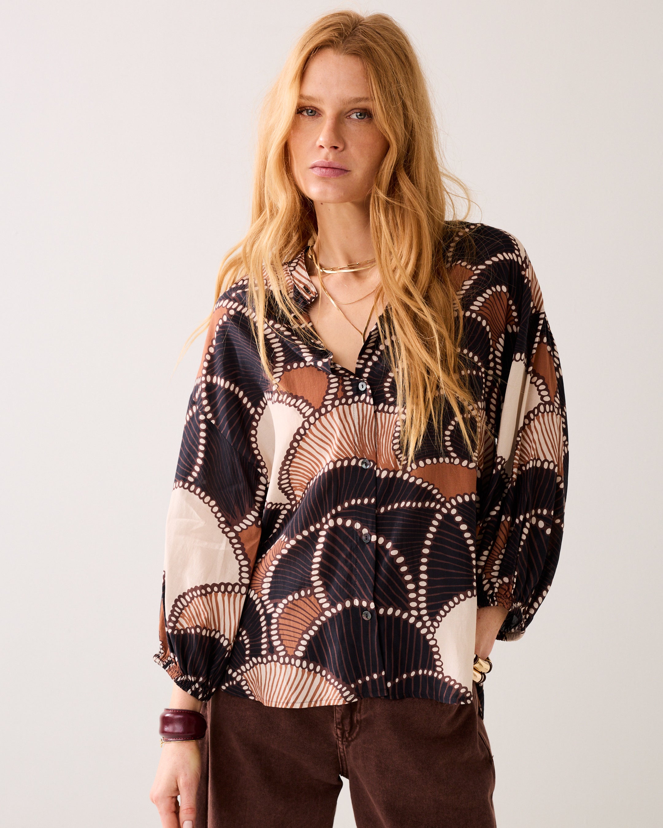 Ruimvallende blouse met print