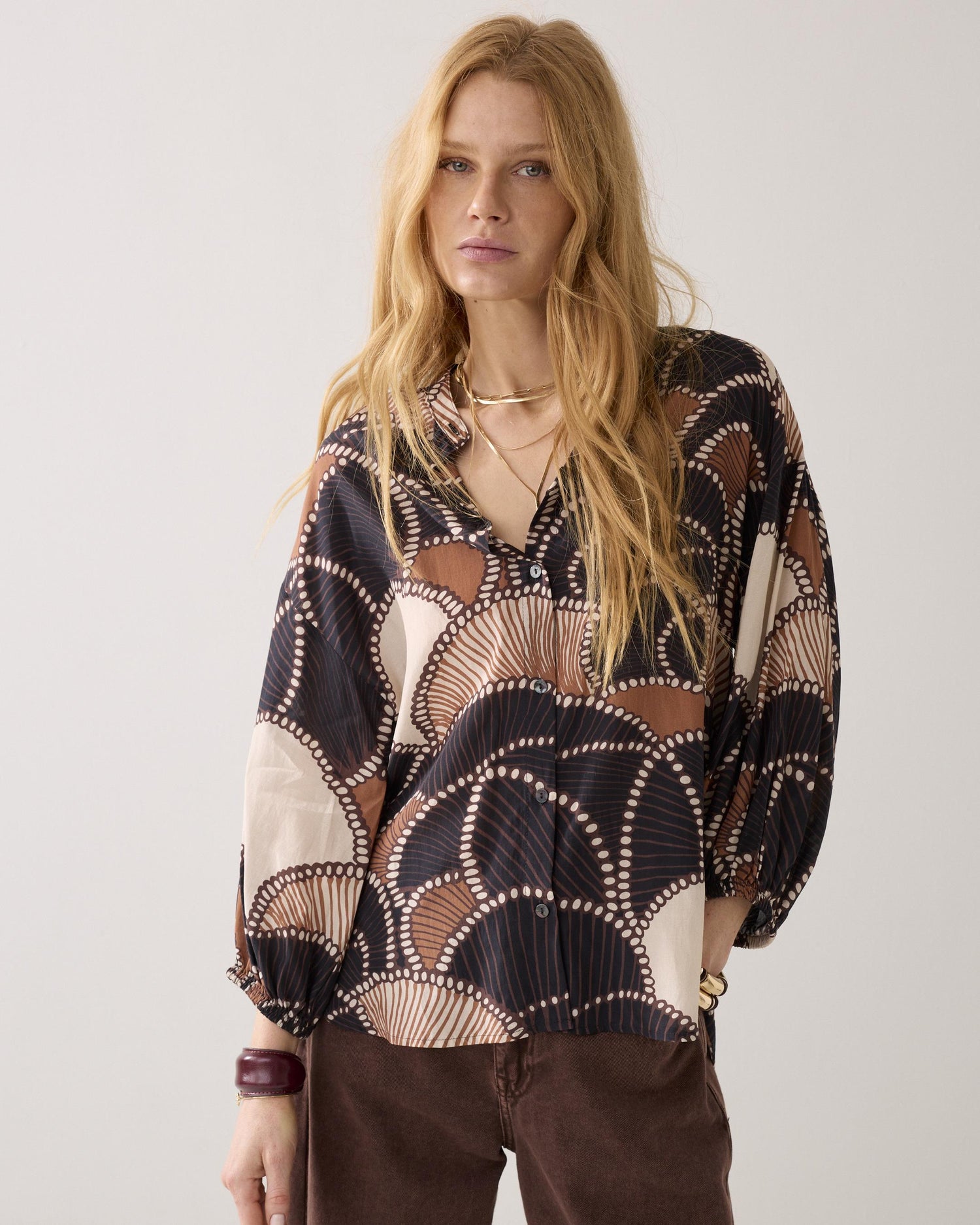 Ruimvallende blouse met print