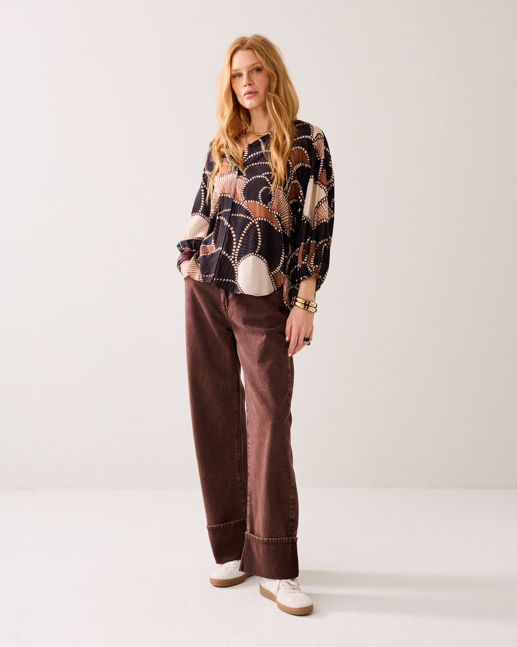 Ruimvallende blouse met print