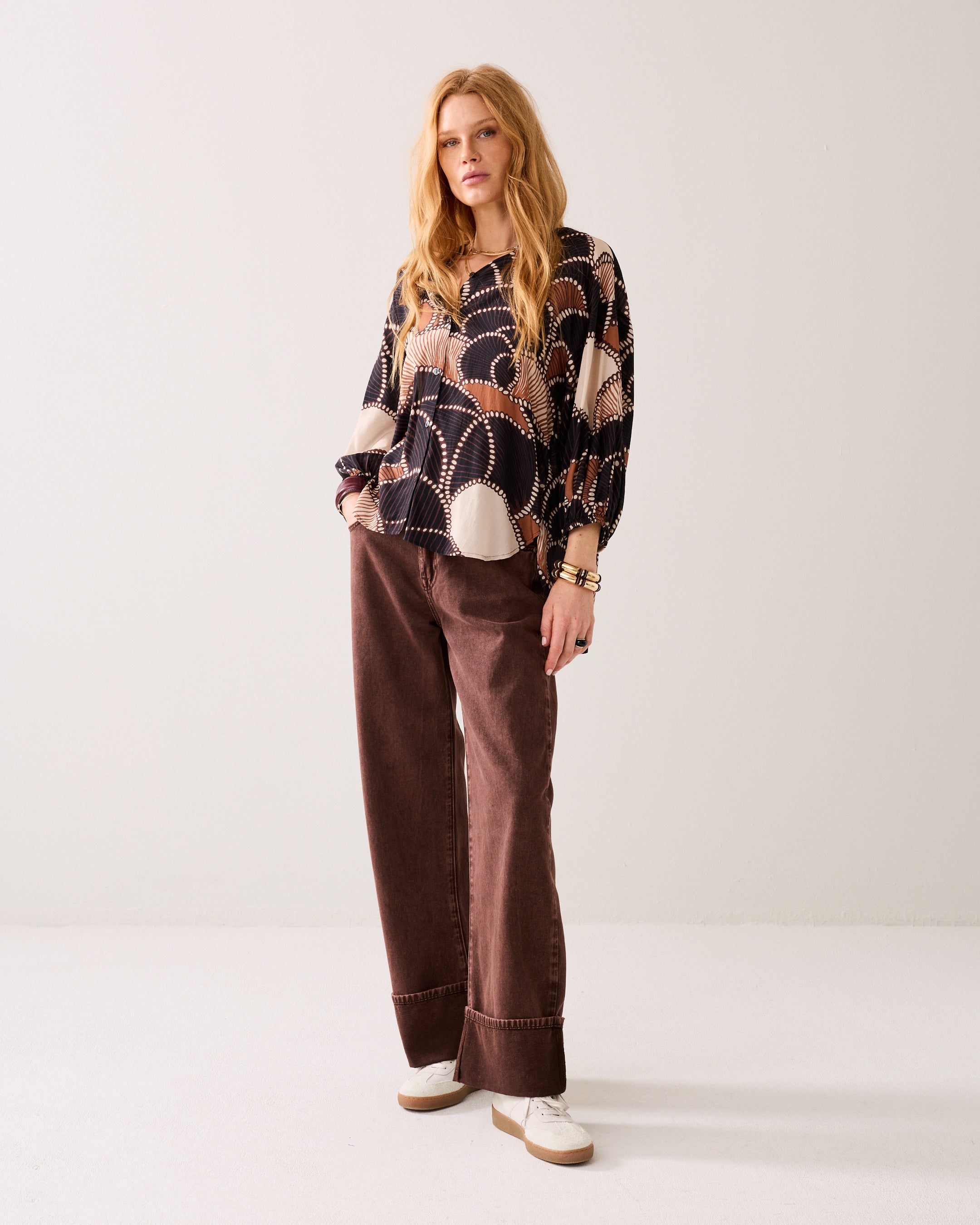 Ruimvallende blouse met print
