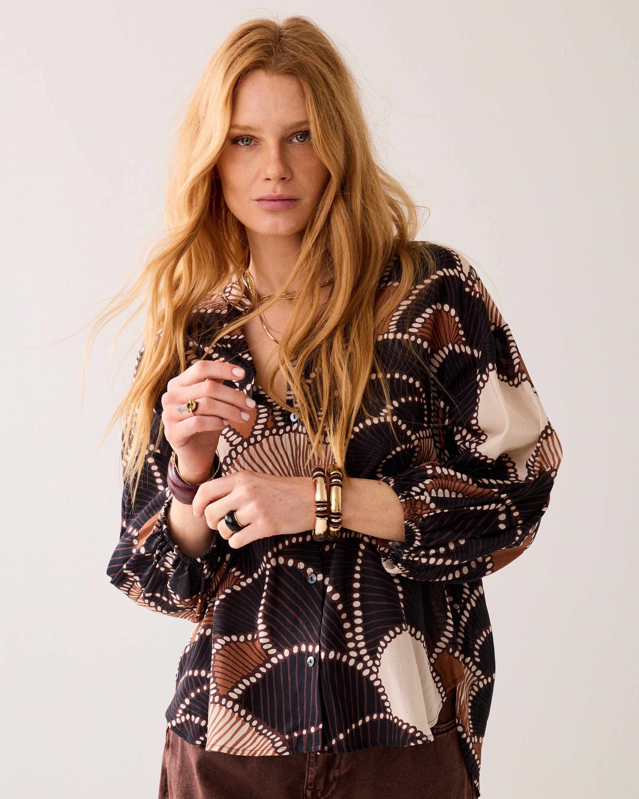 Ruimvallende blouse met print