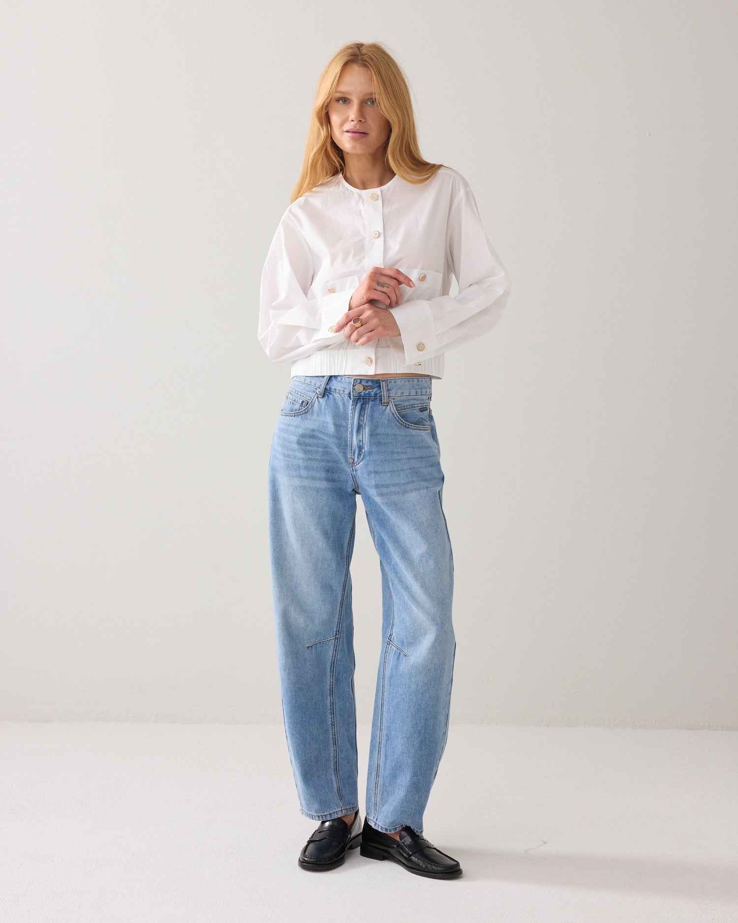 Blouse en popeline froissée