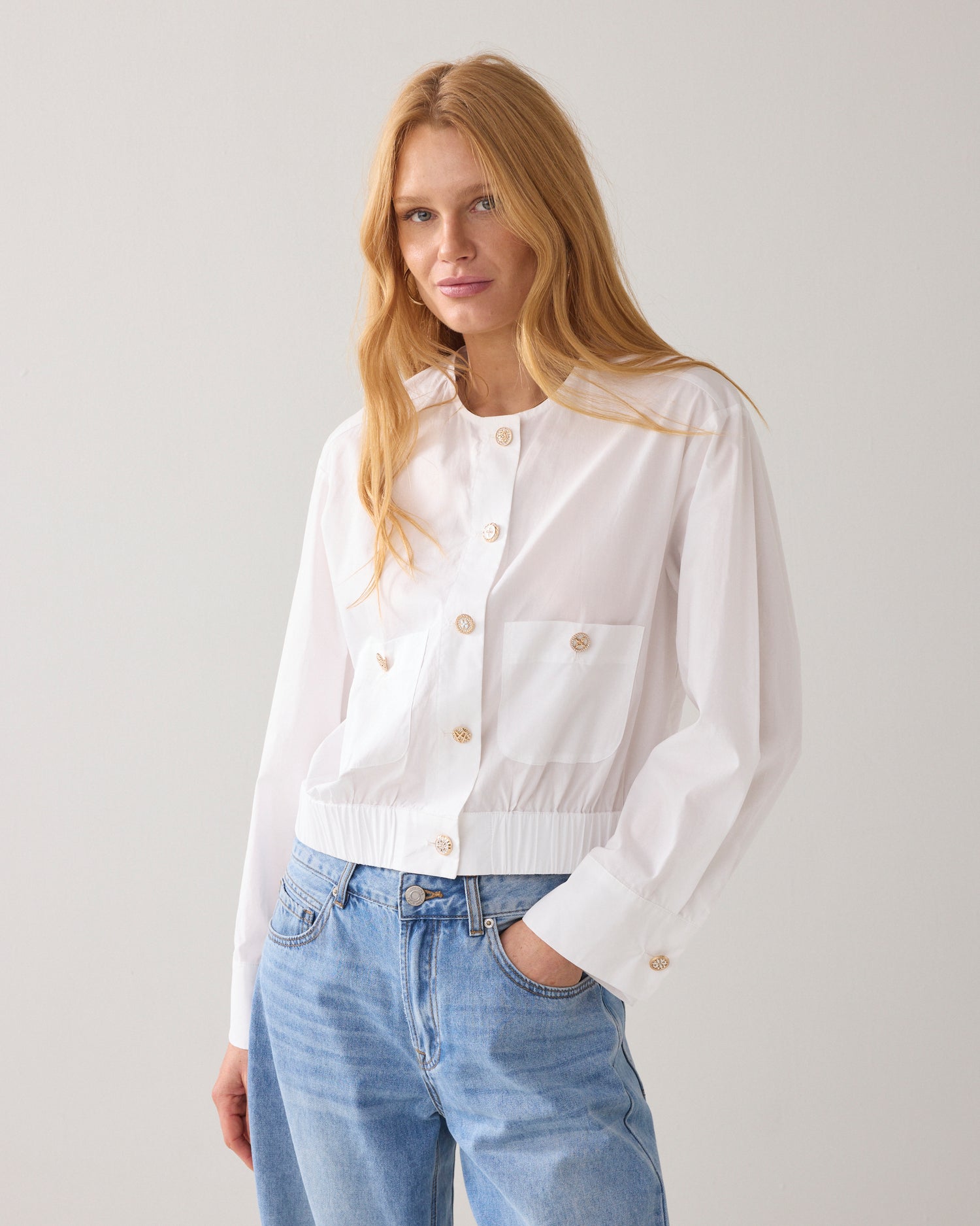 Blouse en popeline froissée