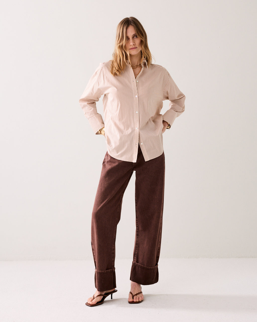 Overhemdblouse stoffenmix