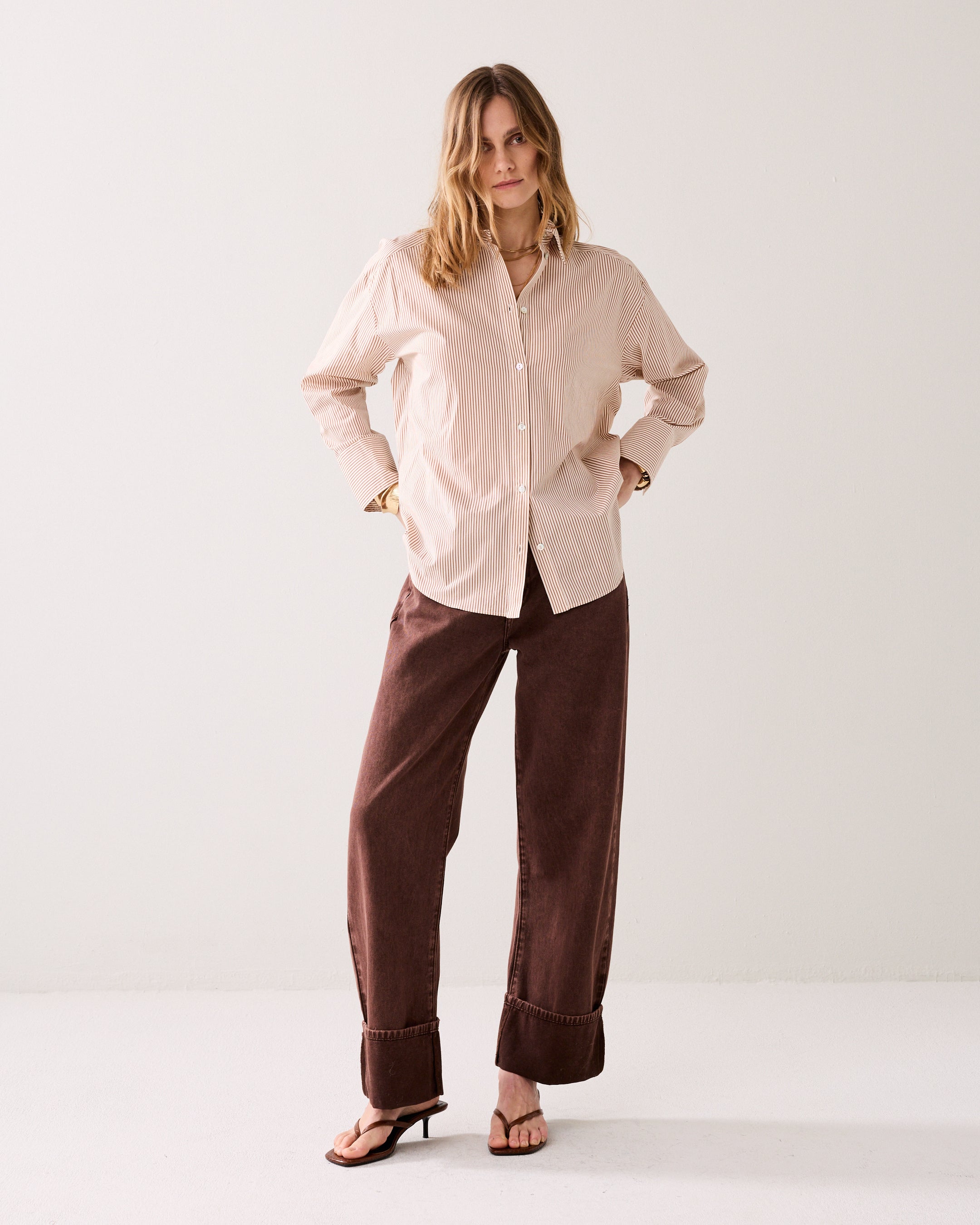 Overhemdblouse stoffenmix