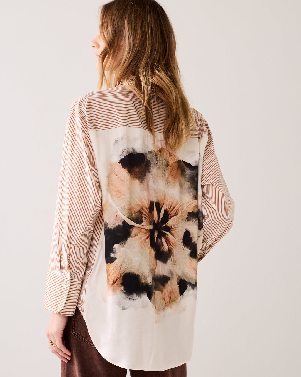 Overhemdblouse stoffenmix