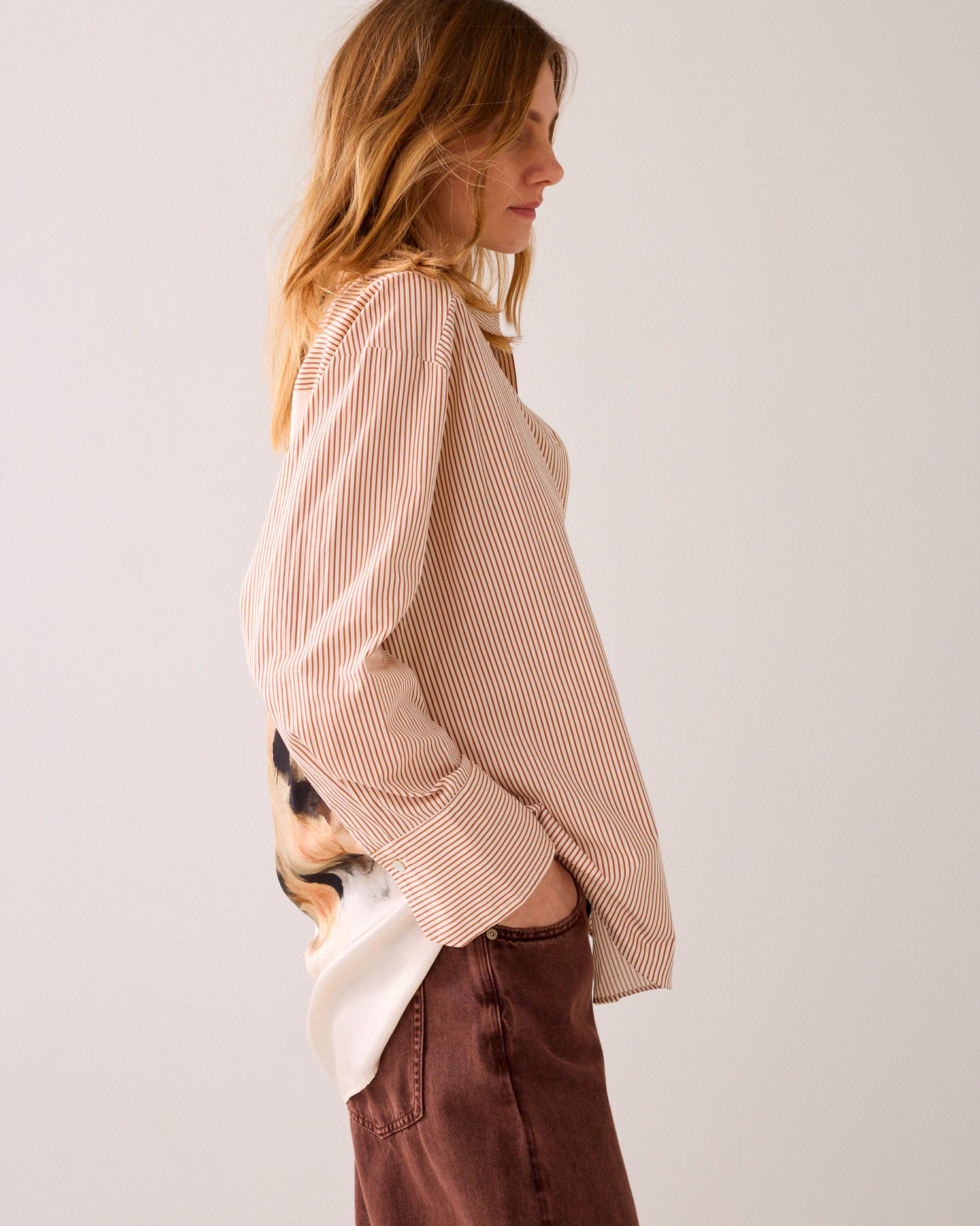 Chemise blouse mélange de tissus