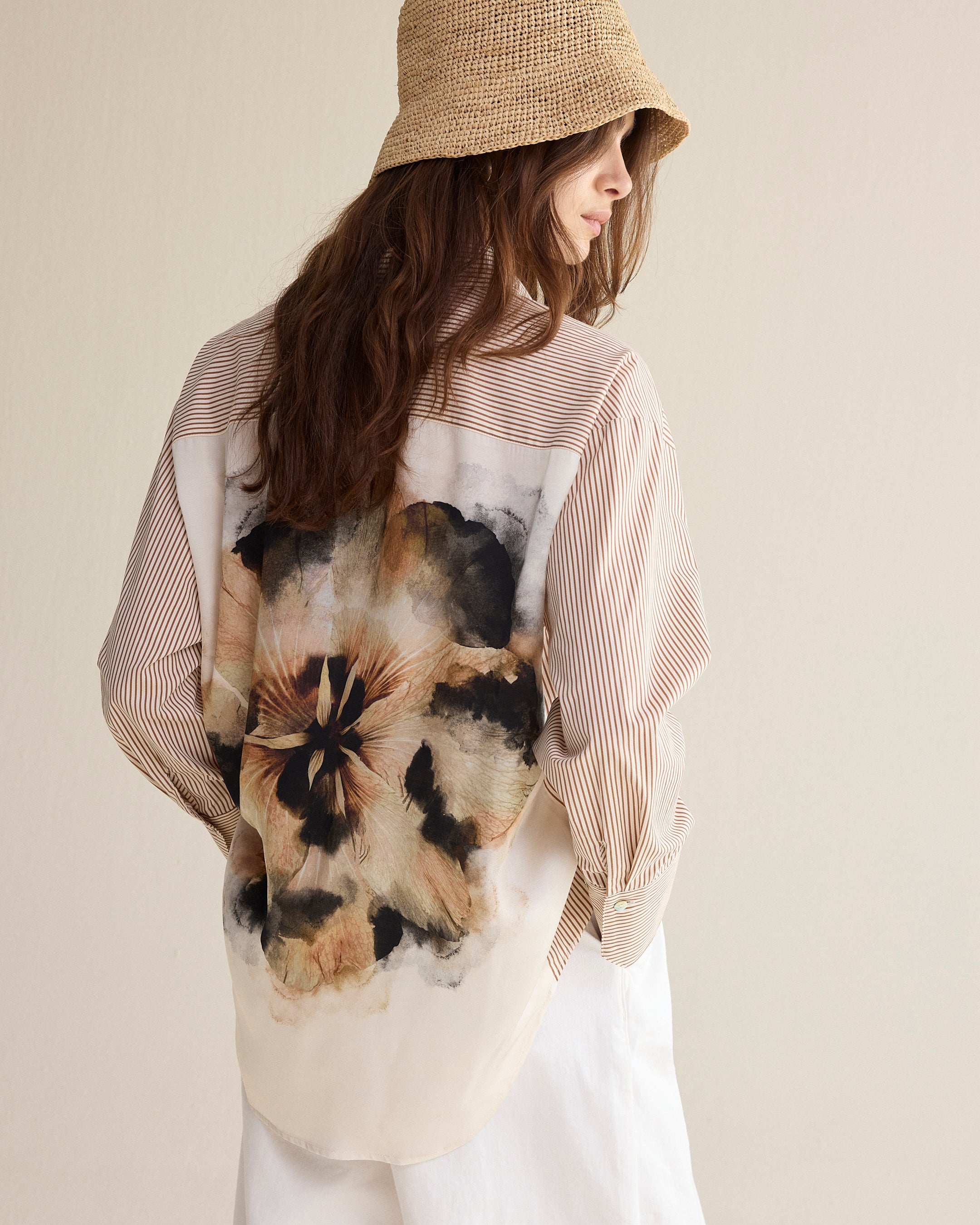 Overhemdblouse stoffenmix